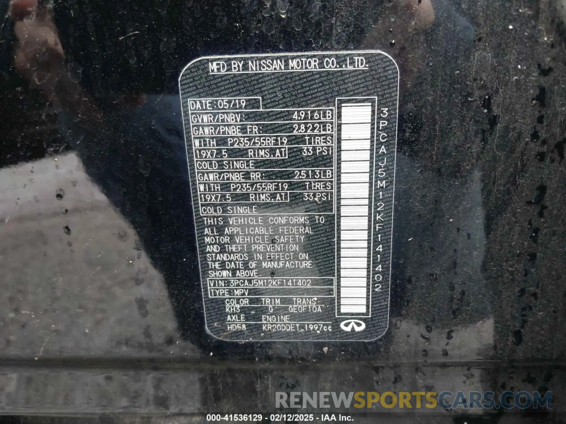 9 fotografías del automóvil dañado 3PCAJ5M12KF141402 INFINITI QX50 2019