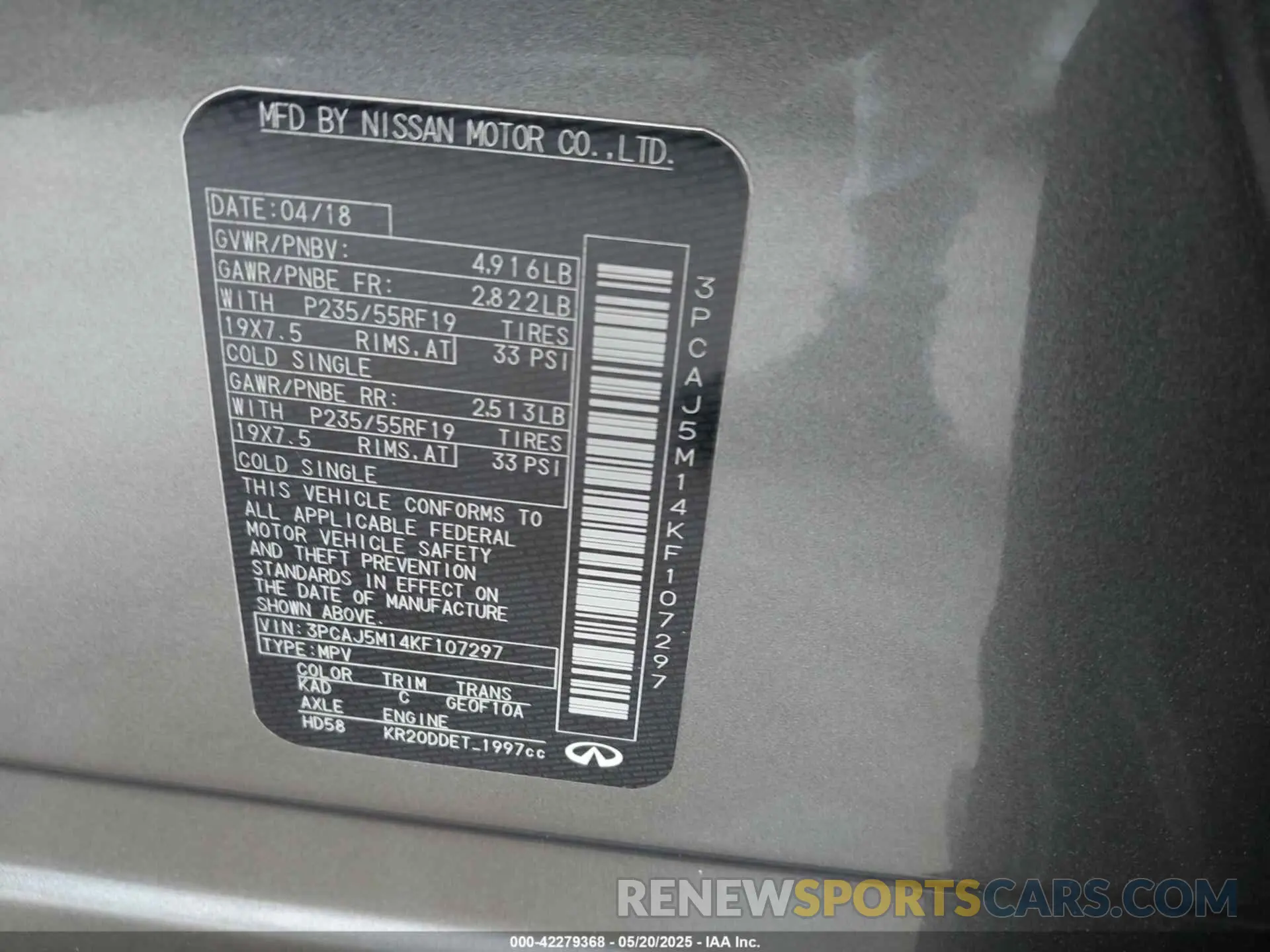 9 fotografías del automóvil dañado 3PCAJ5M14KF107297 INFINITI QX50 2019