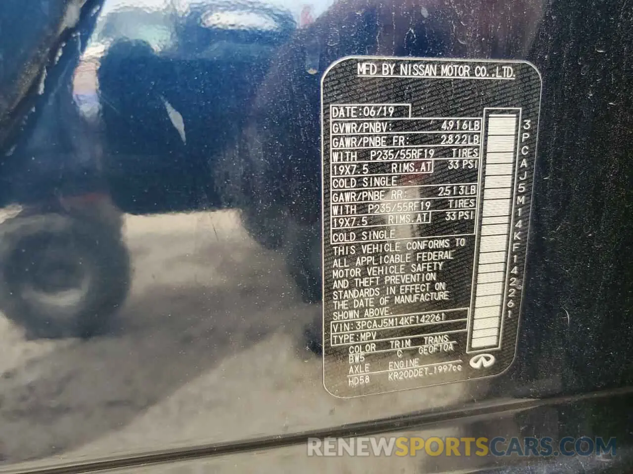 14 fotografías del automóvil dañado 3PCAJ5M14KF142261 INFINITI QX50 2019