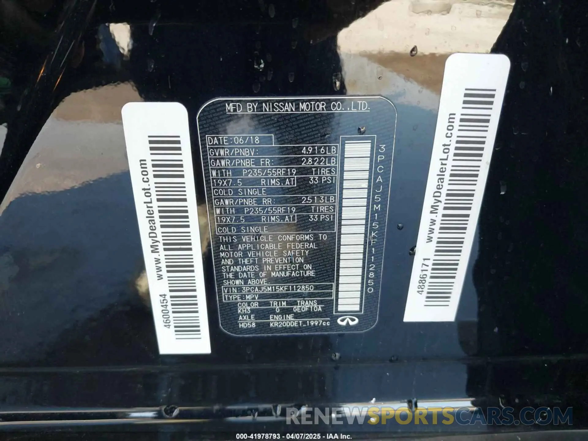 9 fotografías del automóvil dañado 3PCAJ5M15KF112850 INFINITI QX50 2019