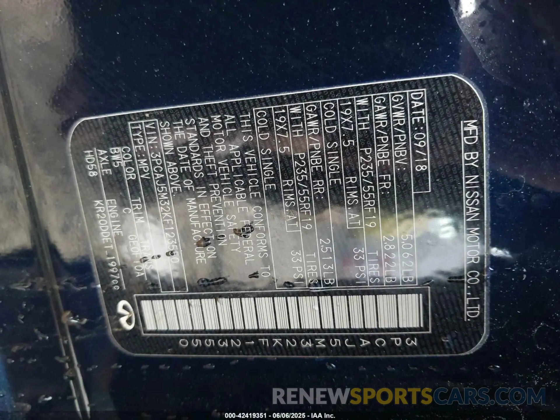 9 fotografías del automóvil dañado 3PCAJ5M32KF123550 INFINITI QX50 2019
