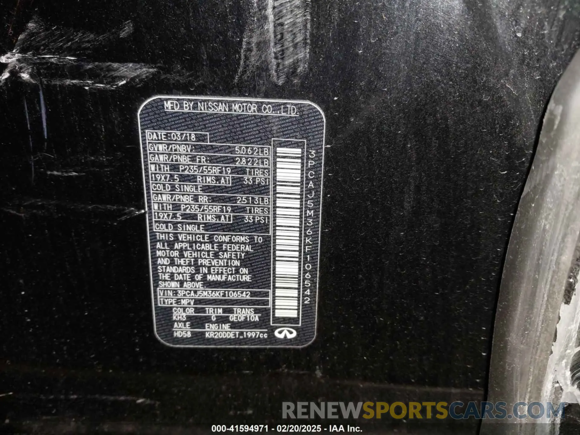 9 fotografías del automóvil dañado 3PCAJ5M36KF106542 INFINITI QX50 2019