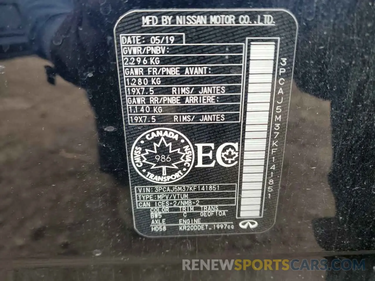 13 fotografías del automóvil dañado 3PCAJ5M37KF141851 INFINITI QX50 2019