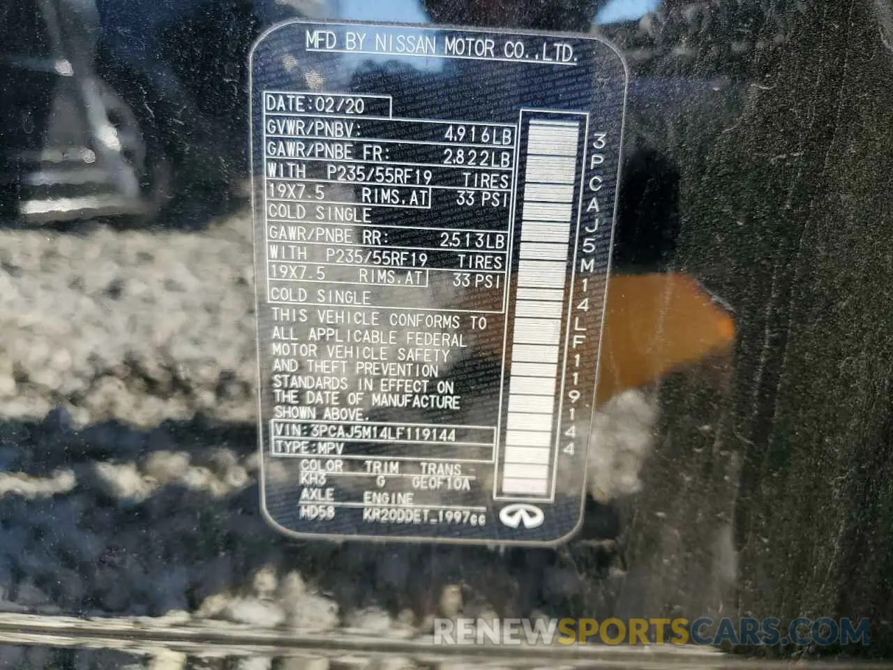 13 fotografías del automóvil dañado 3PCAJ5M14LF119144 INFINITI QX50 2020