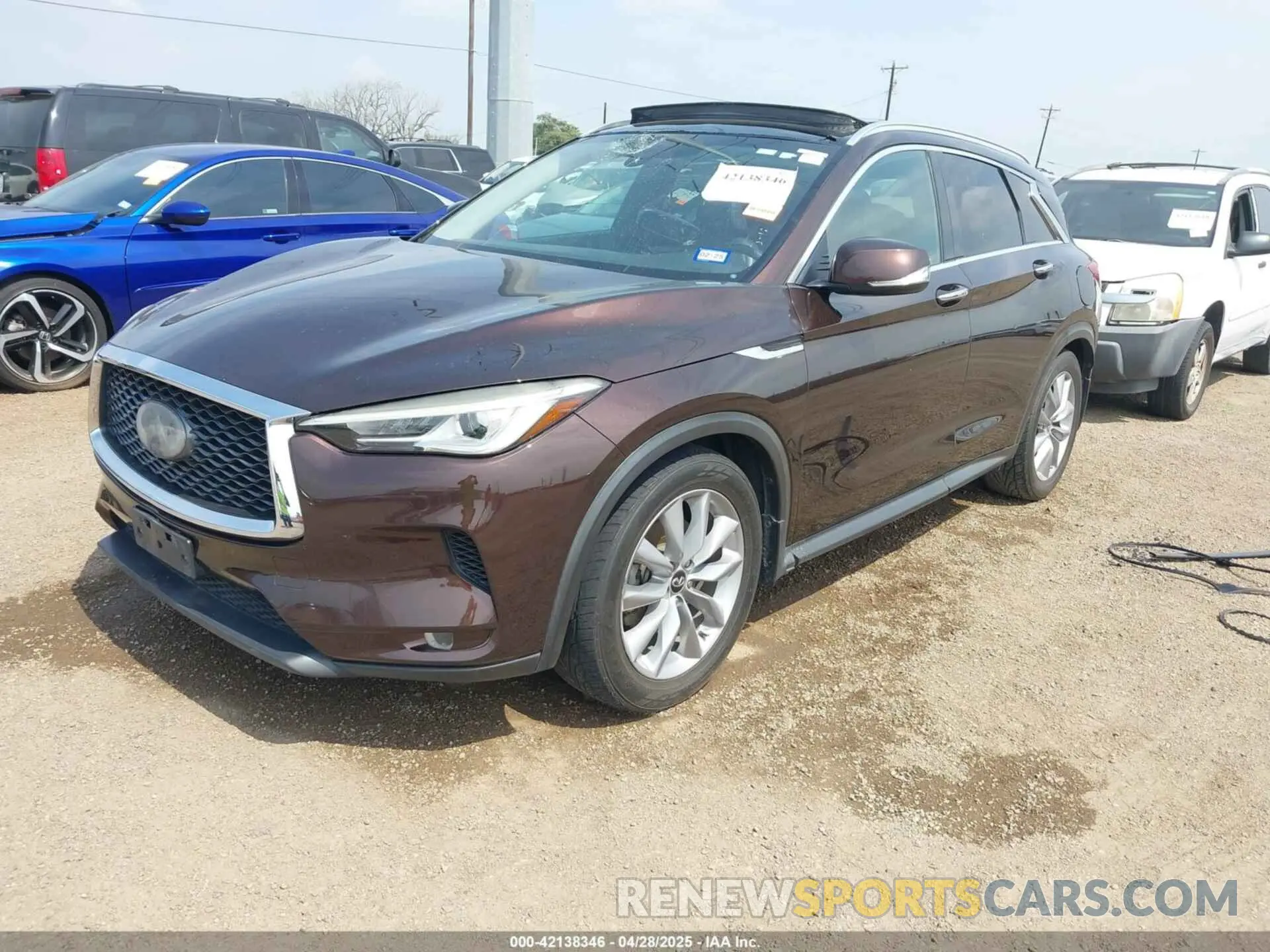 2 fotografías del automóvil dañado 3PCAJ5M18LF100693 INFINITI QX50 2020
