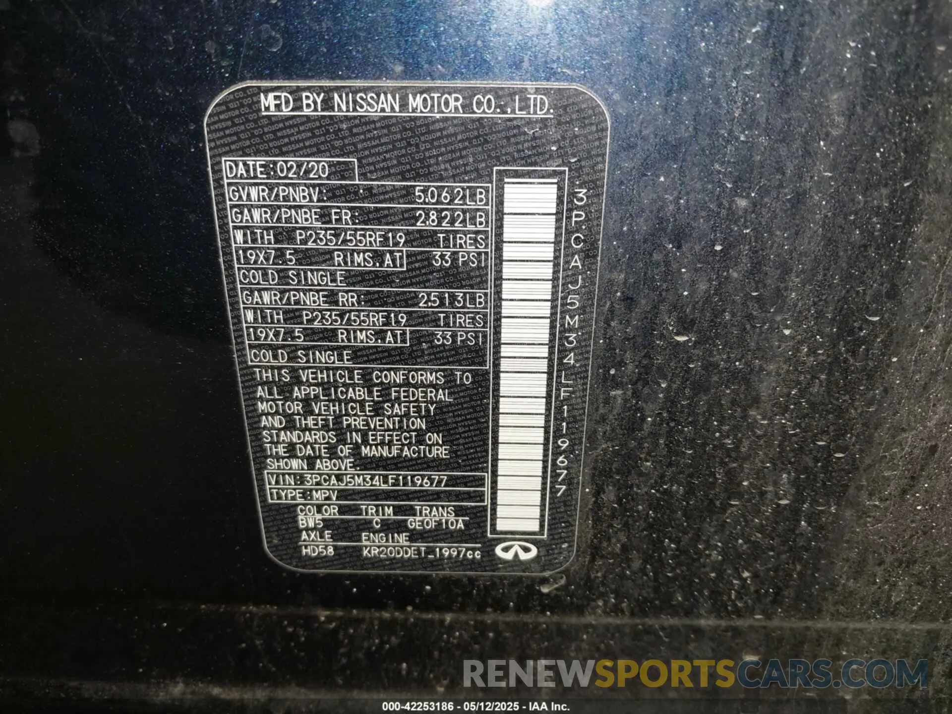 9 fotografías del automóvil dañado 3PCAJ5M34LF119677 INFINITI QX50 2020