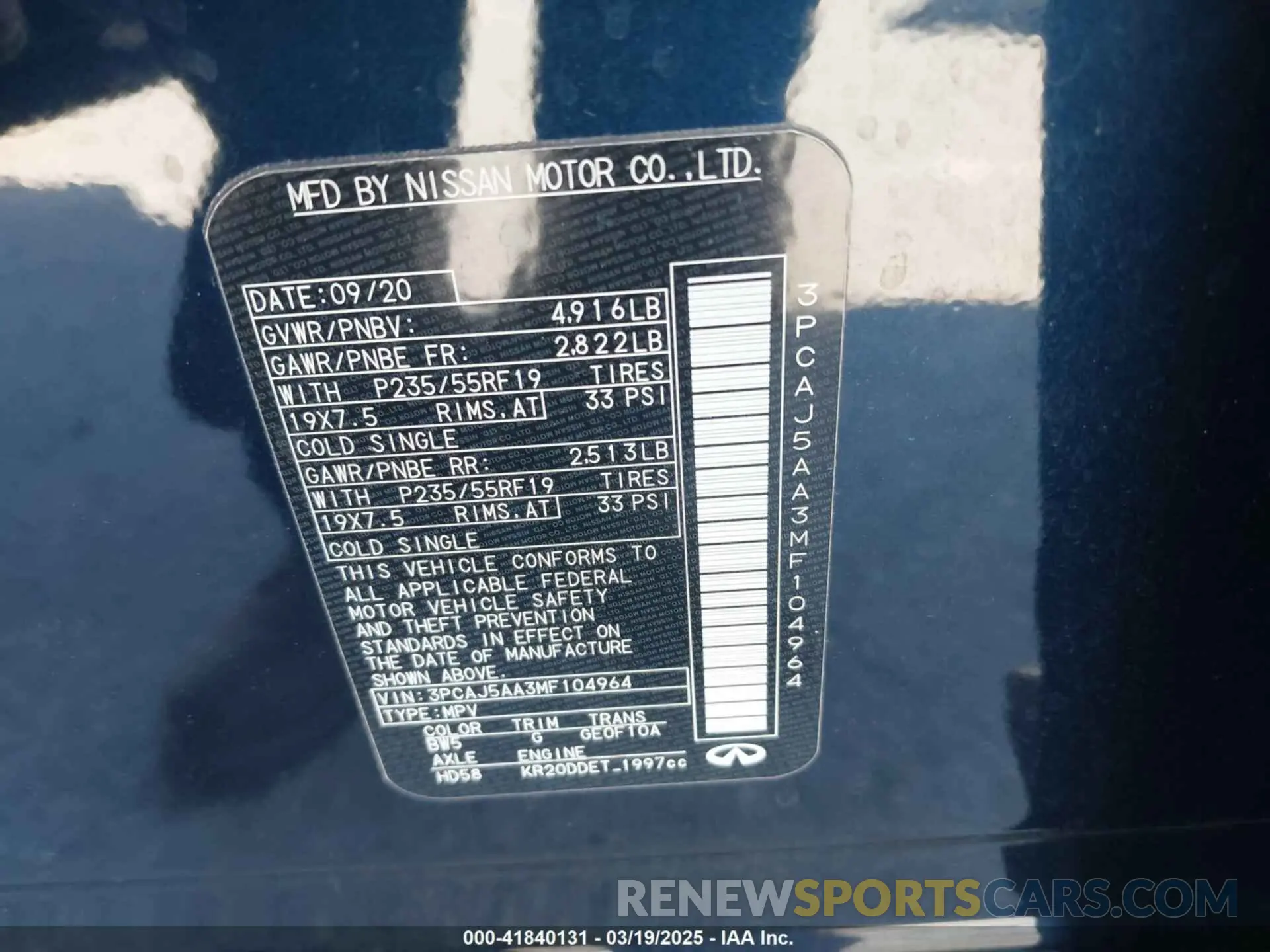 9 fotografías del automóvil dañado 3PCAJ5AA3MF104964 INFINITI QX50 2021