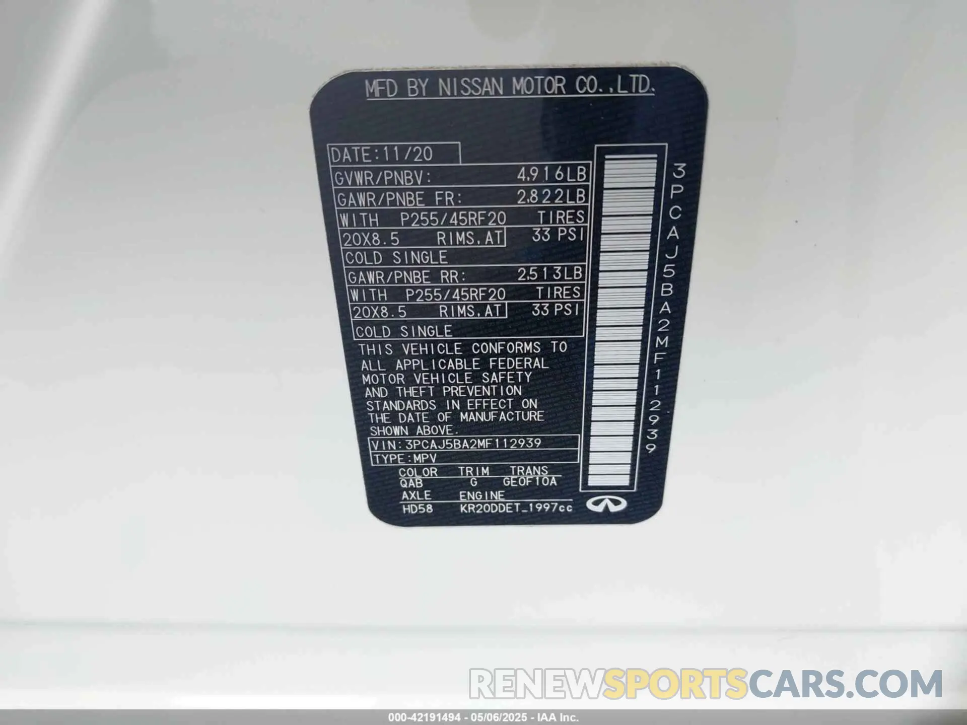 9 fotografías del automóvil dañado 3PCAJ5BA2MF112939 INFINITI QX50 2021