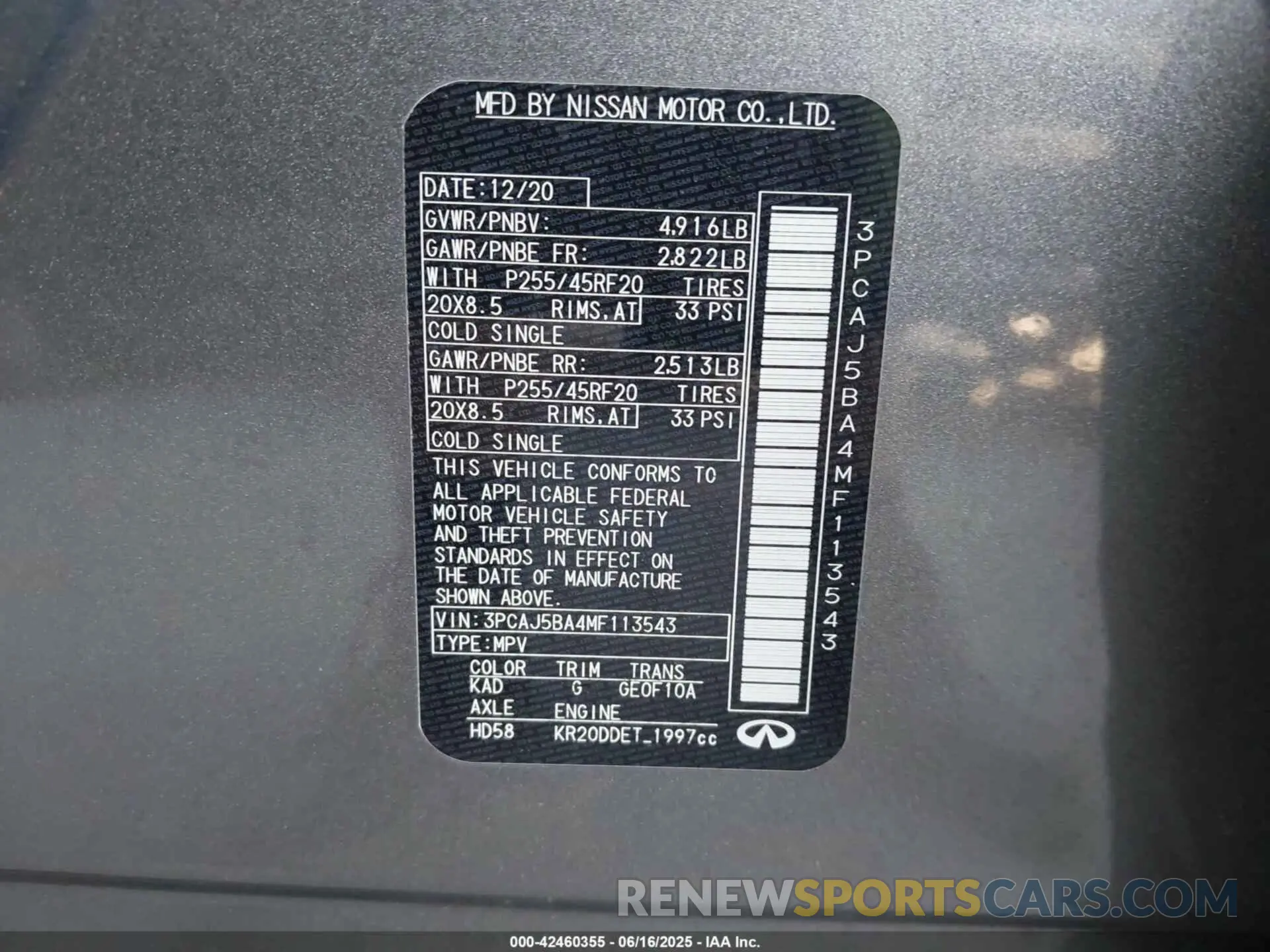 9 fotografías del automóvil dañado 3PCAJ5BA4MF113543 INFINITI QX50 2021