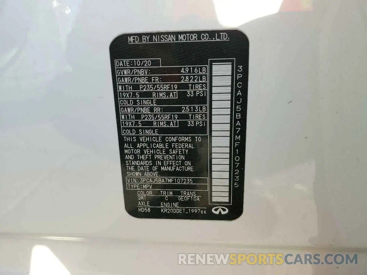 13 fotografías del automóvil dañado 3PCAJ5BA7MF107235 INFINITI QX50 2021