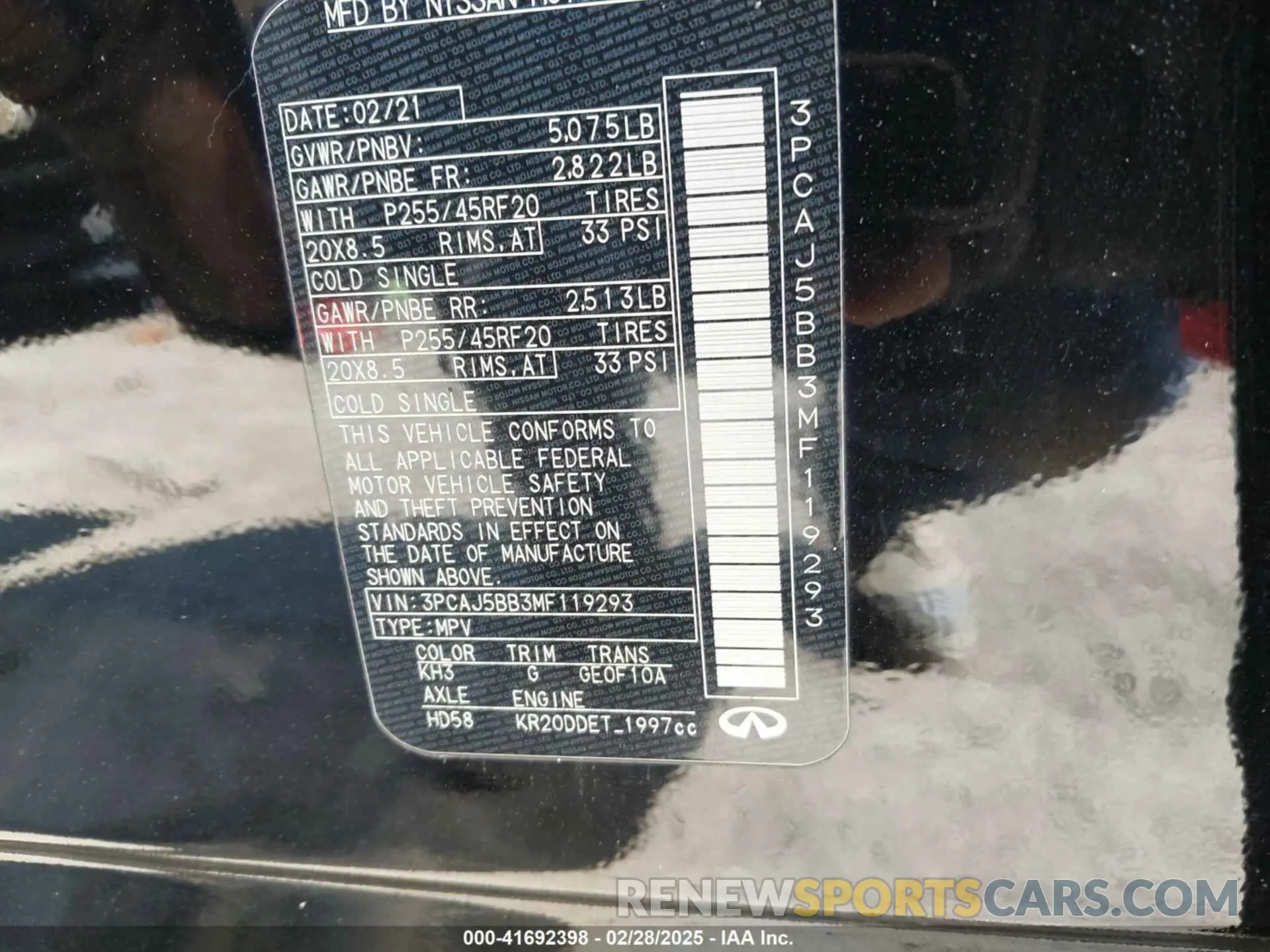 9 fotografías del automóvil dañado 3PCAJ5BB3MF119293 INFINITI QX50 2021