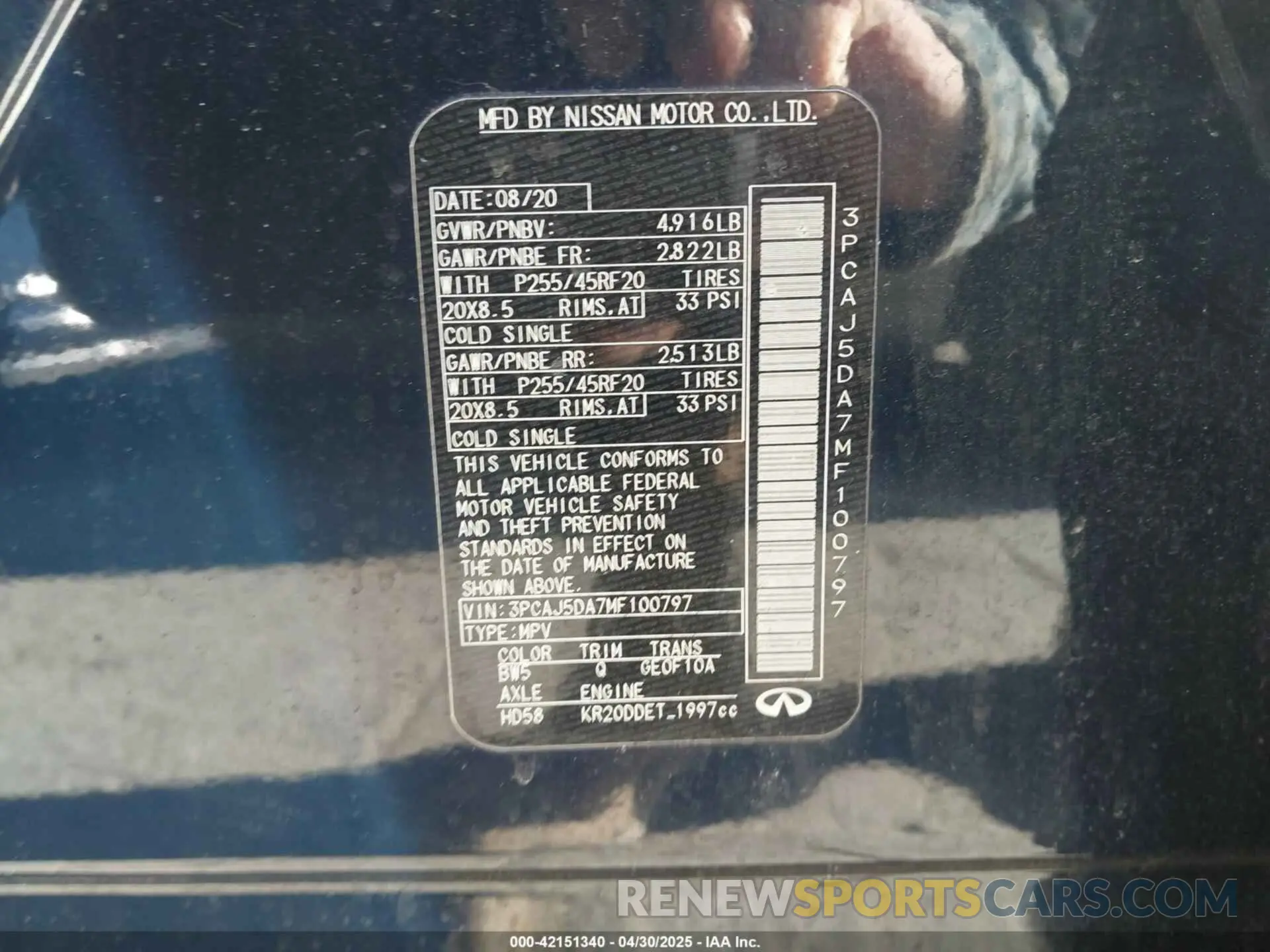 9 fotografías del automóvil dañado 3PCAJ5DA7MF100797 INFINITI QX50 2021
