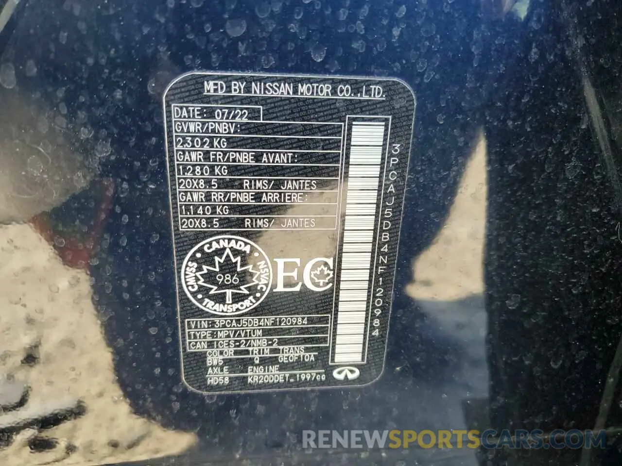13 fotografías del automóvil dañado 3PCAJ5DB4NF120984 INFINITI QX50 AUTOG 2022