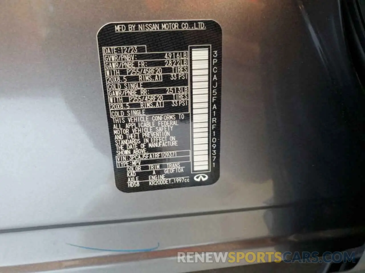13 fotografías del automóvil dañado 3PCAJ5FA1RF109371 INFINITI QX50 SPORT 2024