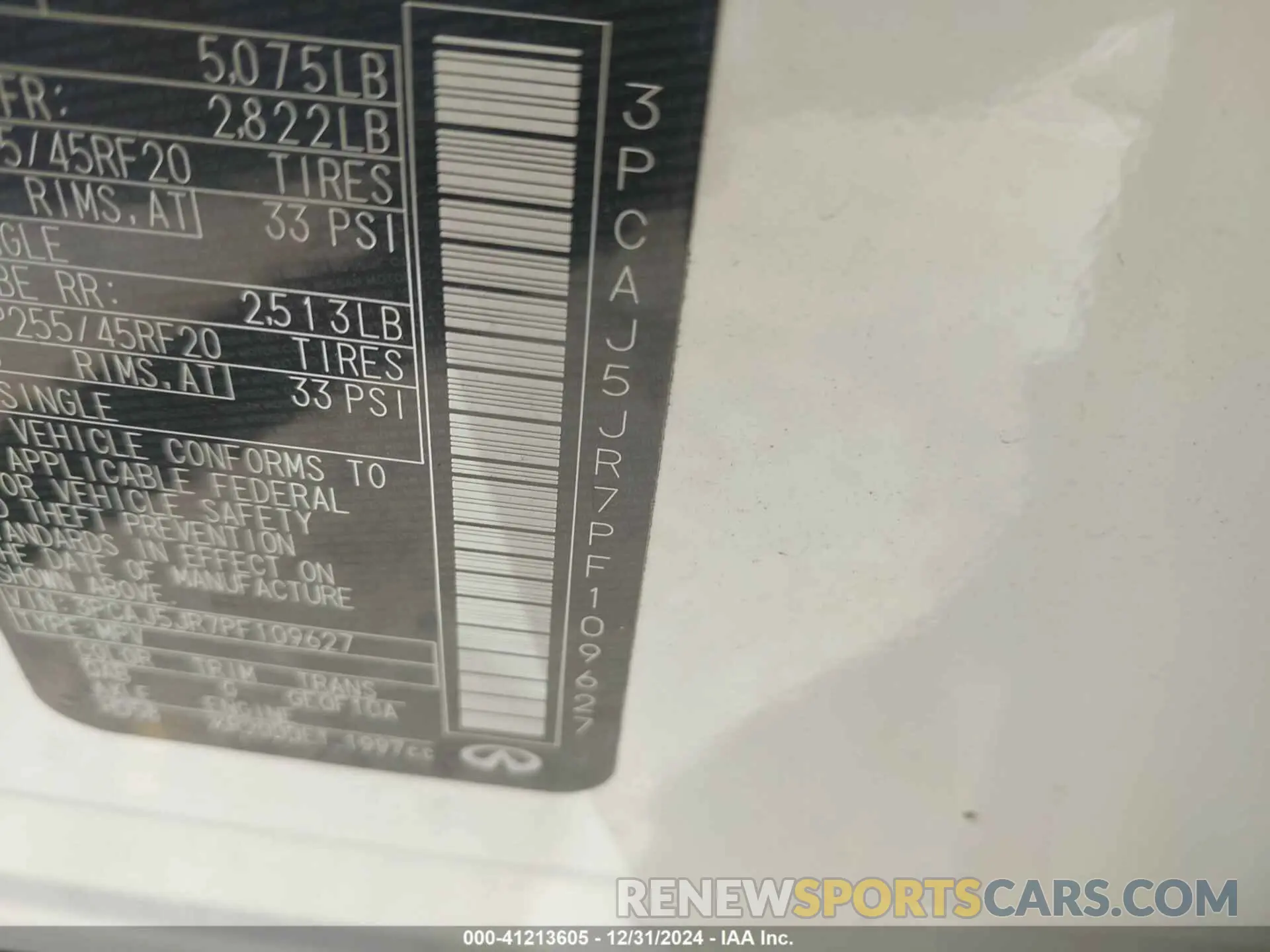 9 fotografías del automóvil dañado 3PCAJ5JR7PF109627 INFINITI QX55 2023
