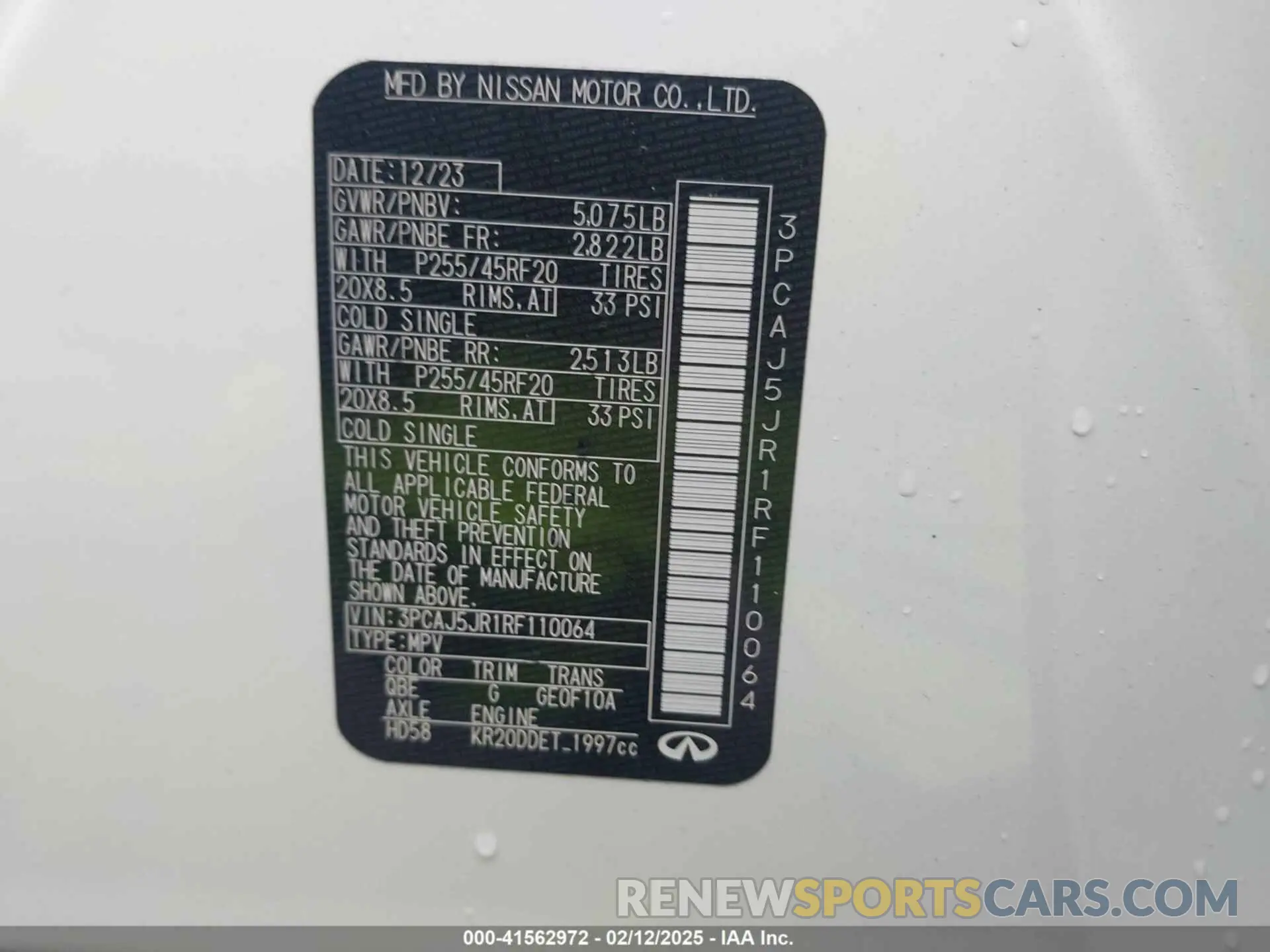 9 fotografías del automóvil dañado 3PCAJ5JR1RF110064 INFINITI QX55 2024