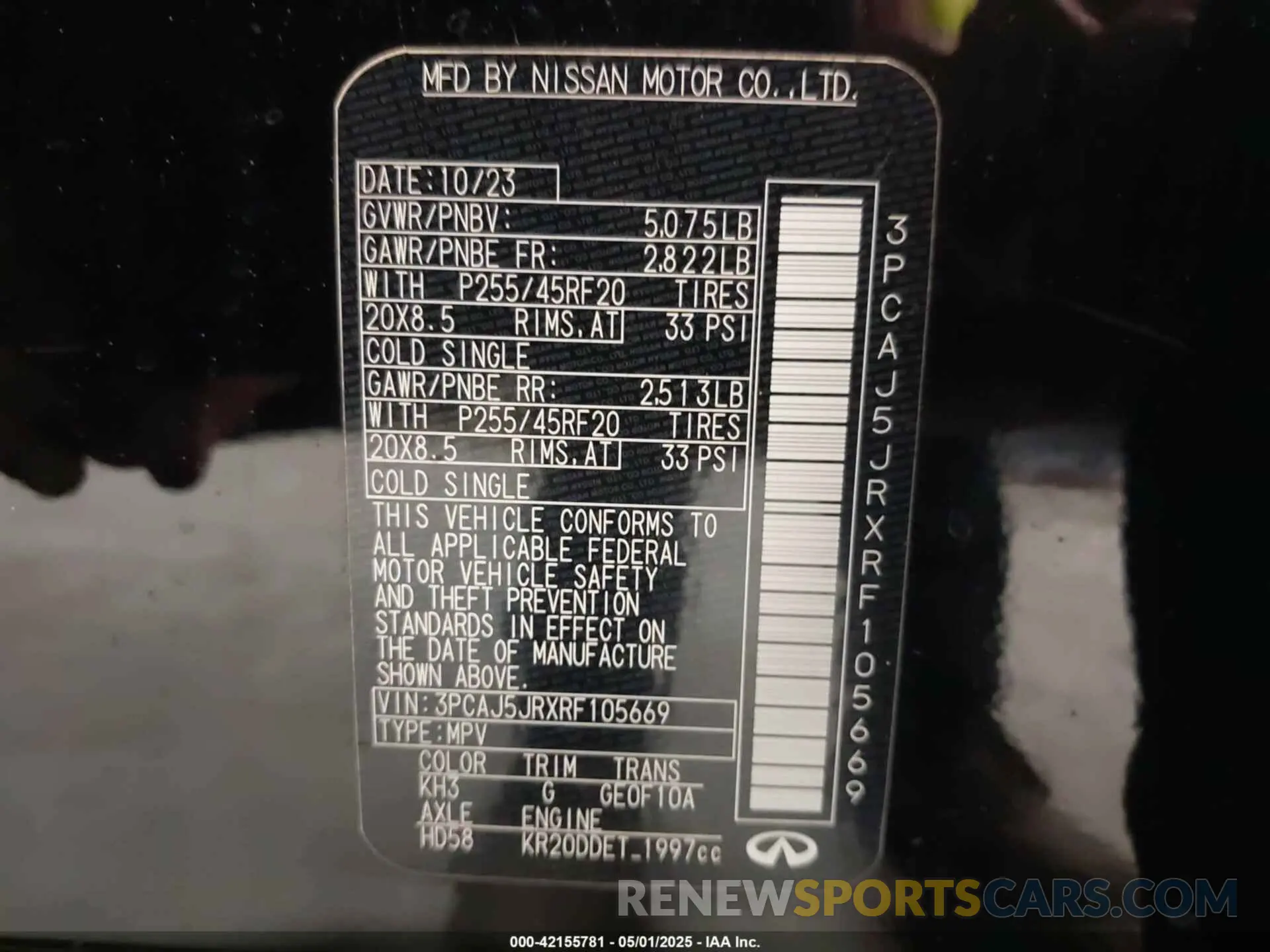 9 fotografías del automóvil dañado 3PCAJ5JRXRF105669 INFINITI QX55 2024