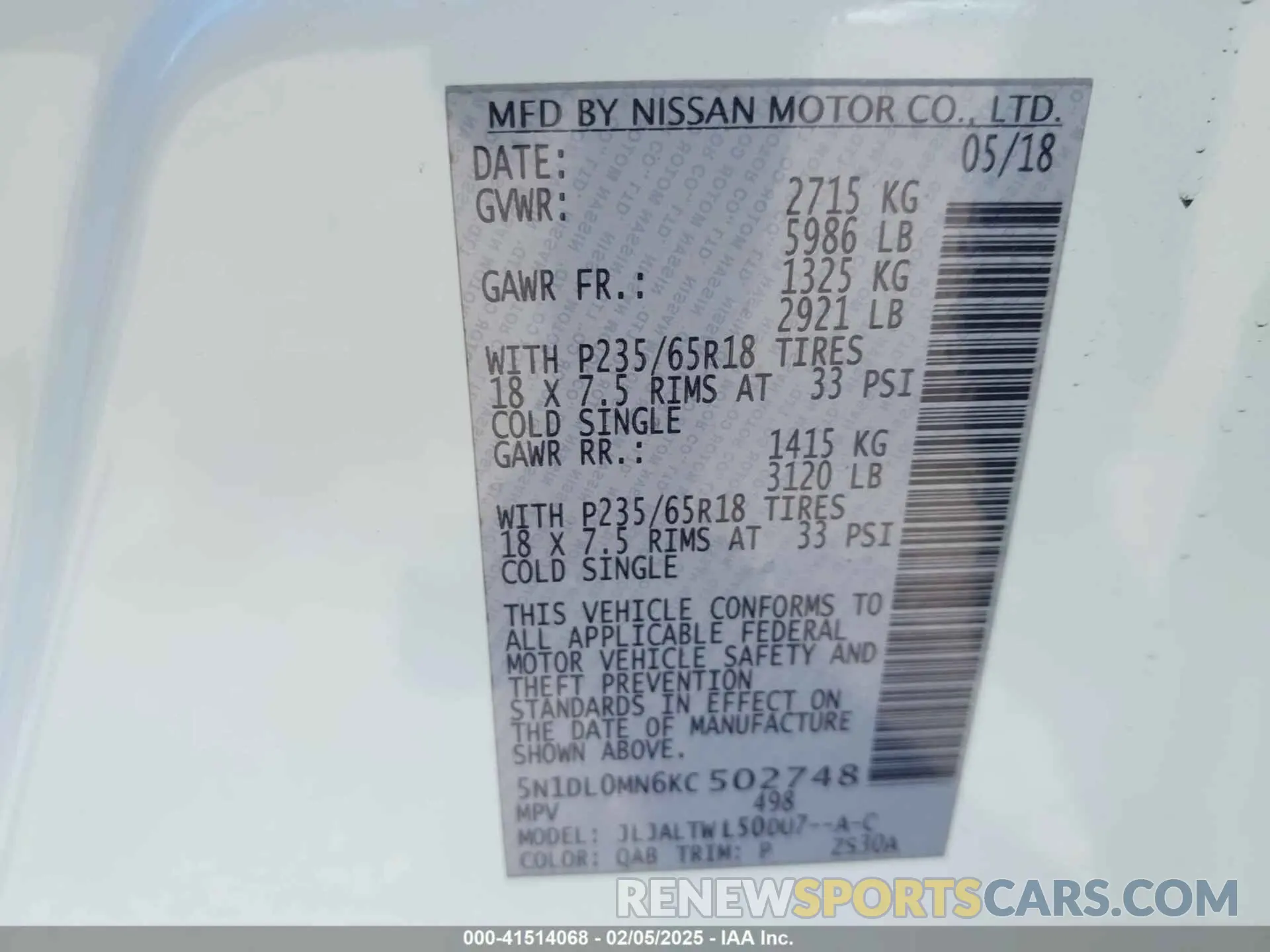 9 fotografías del automóvil dañado 5N1DL0MN6KC502748 INFINITI QX60 2019