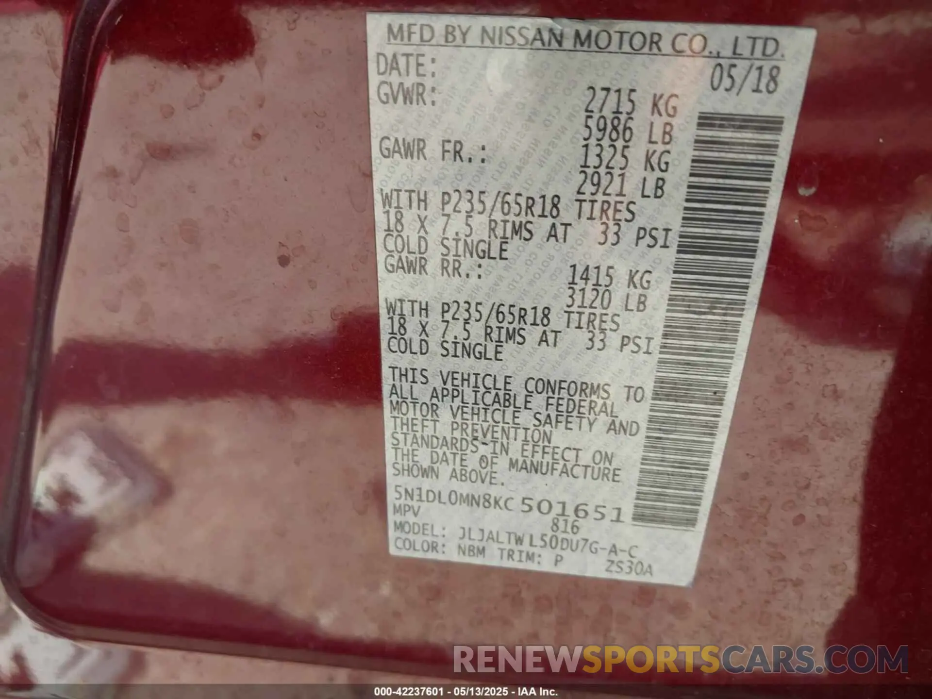 9 fotografías del automóvil dañado 5N1DL0MN8KC501651 INFINITI QX60 2019