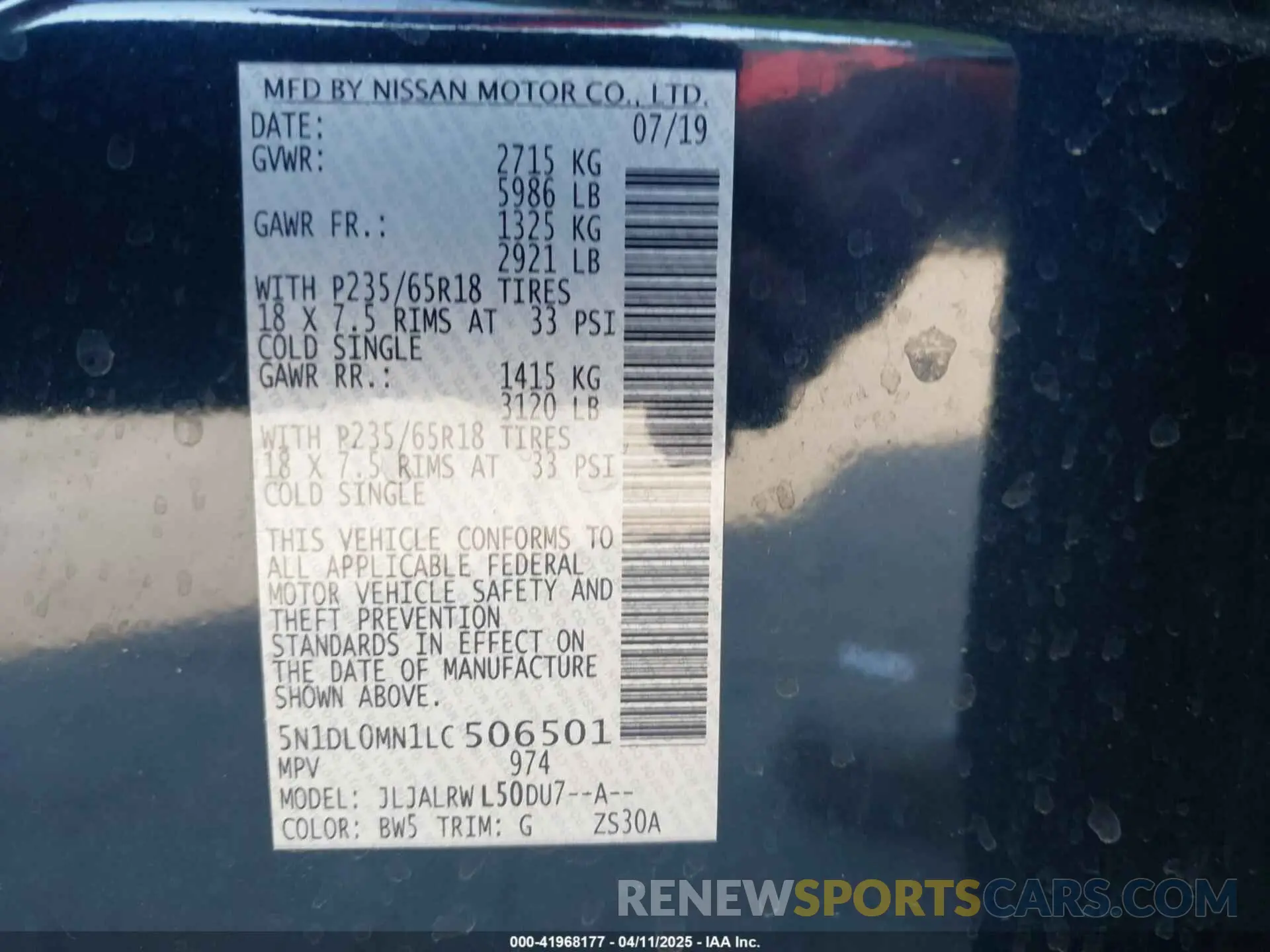 9 fotografías del automóvil dañado 5N1DL0MN1LC506501 INFINITI QX60 2020