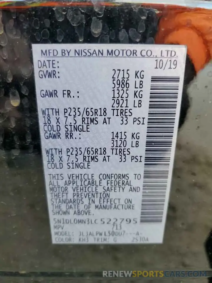 13 fotografías del automóvil dañado 5N1DL0MN3LC522795 INFINITI QX60 2020