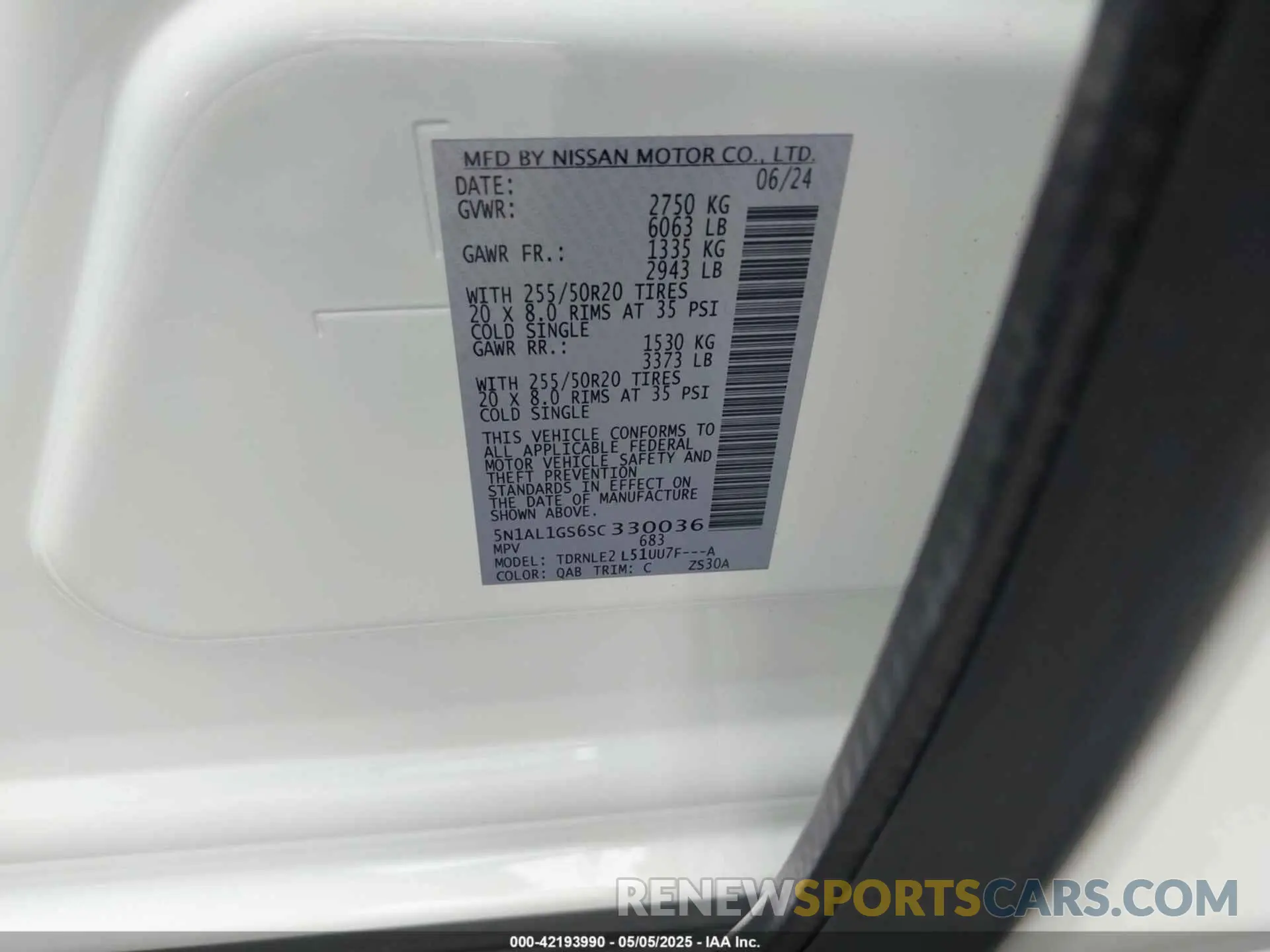 9 fotografías del automóvil dañado 5N1AL1GS6SC330036 INFINITI QX60 2025