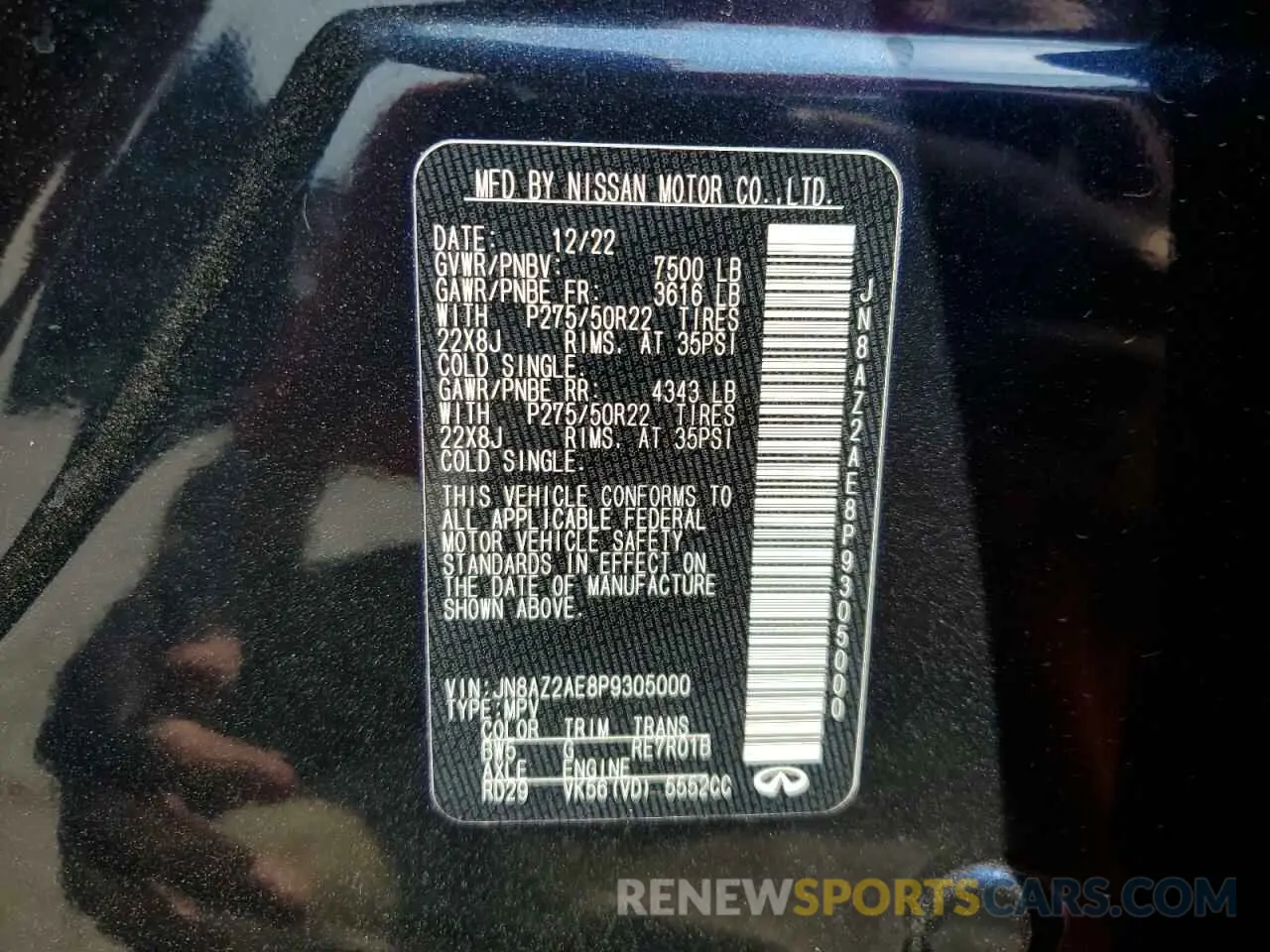 16 fotografías del automóvil dañado JN8AZ2AE8P9305000 INFINITI QX80 2023