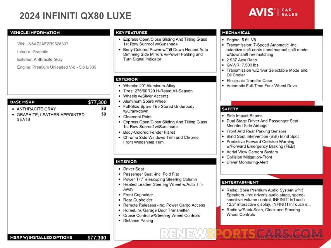 13 fotografías del automóvil dañado JN8AZ2AE2R9328307 INFINITI QX80 2024