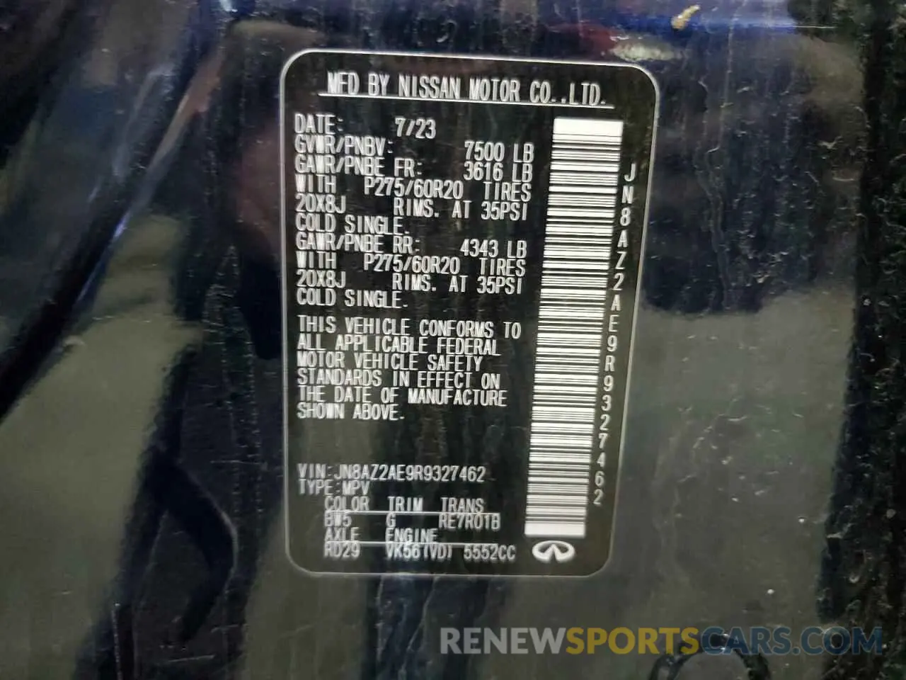 14 fotografías del automóvil dañado JN8AZ2AE9R9327462 INFINITI QX80 2024