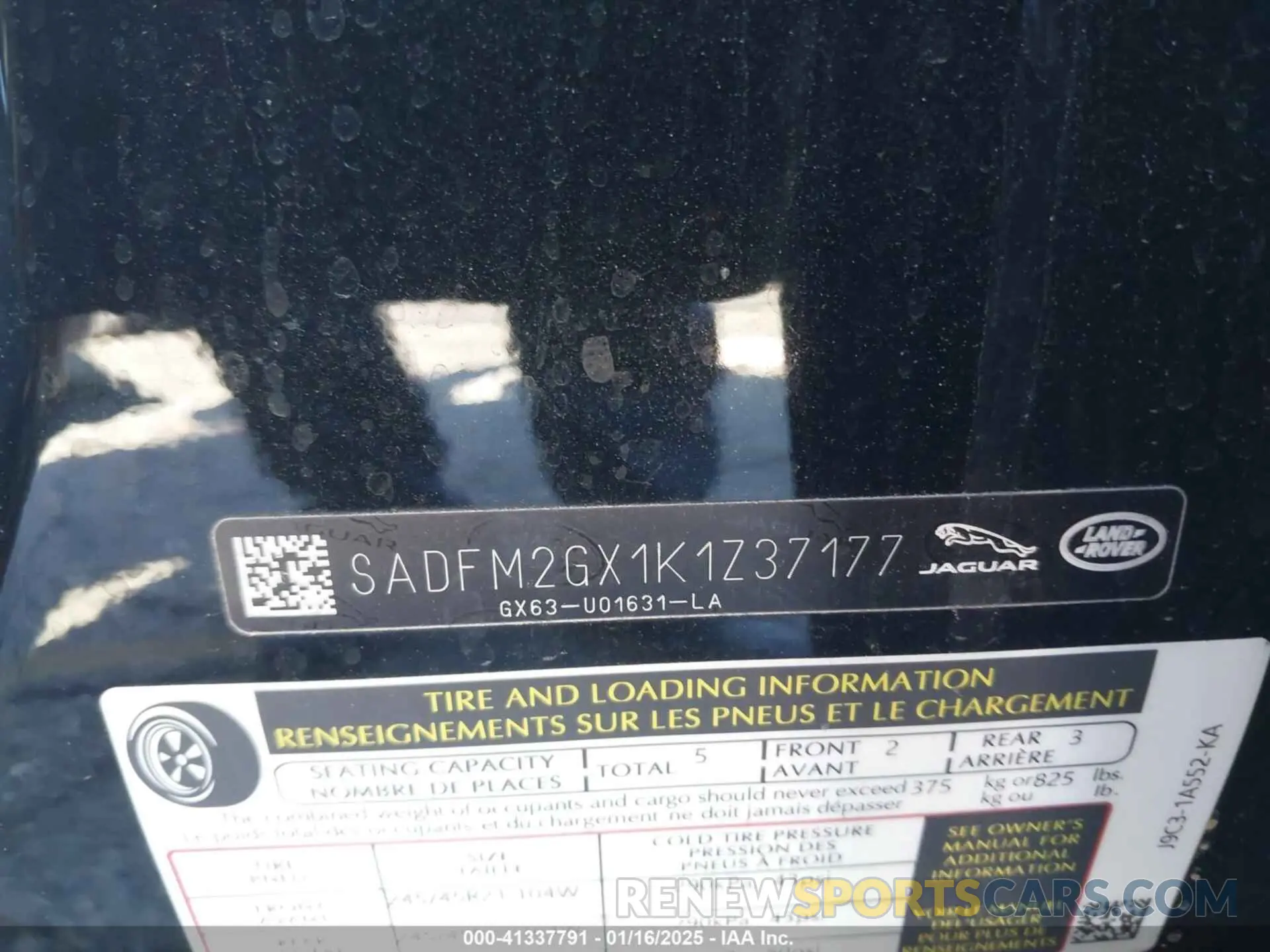 9 fotografías del automóvil dañado SADFM2GX1K1Z37177 JAGUAR E-PACE 2019
