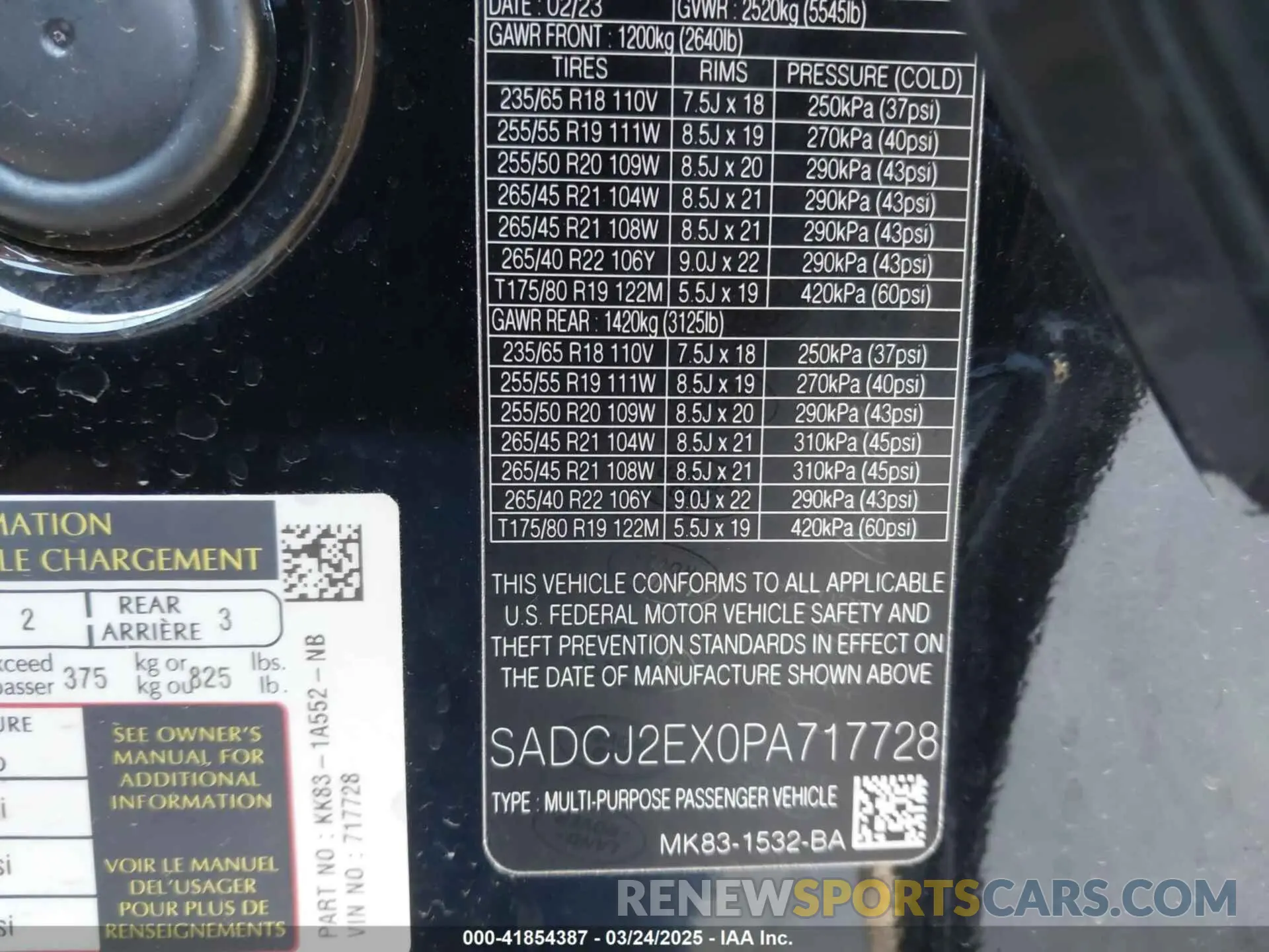 9 fotografías del automóvil dañado SADCJ2EX0PA717728 JAGUAR F-PACE 2023