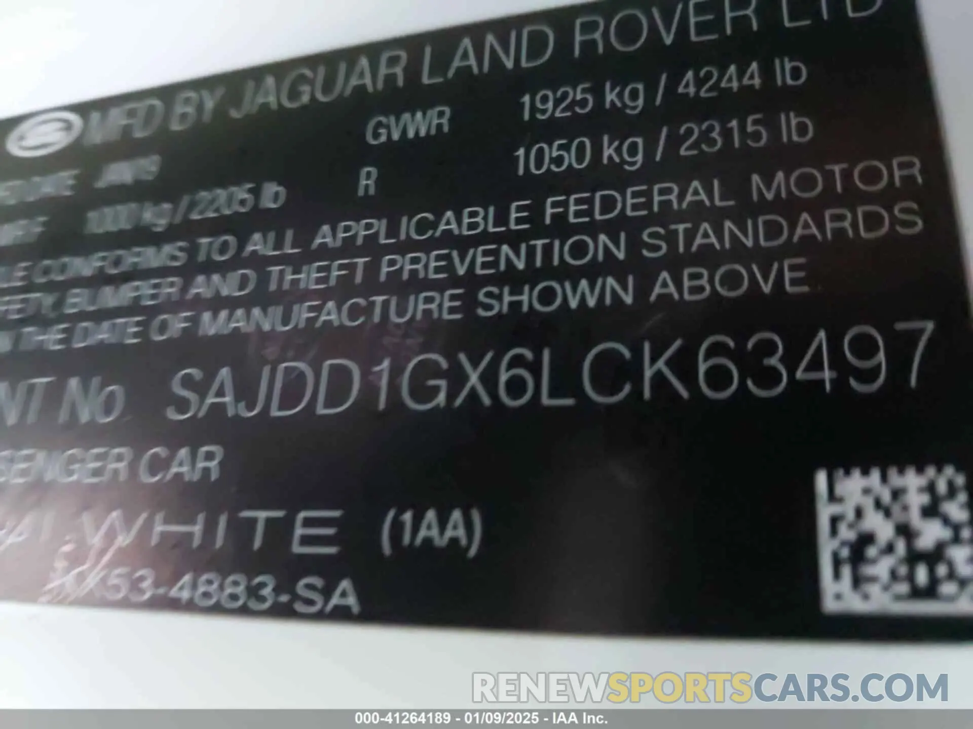 9 fotografías del automóvil dañado SAJDD1GX6LCK63497 JAGUAR F-TYPE 2020