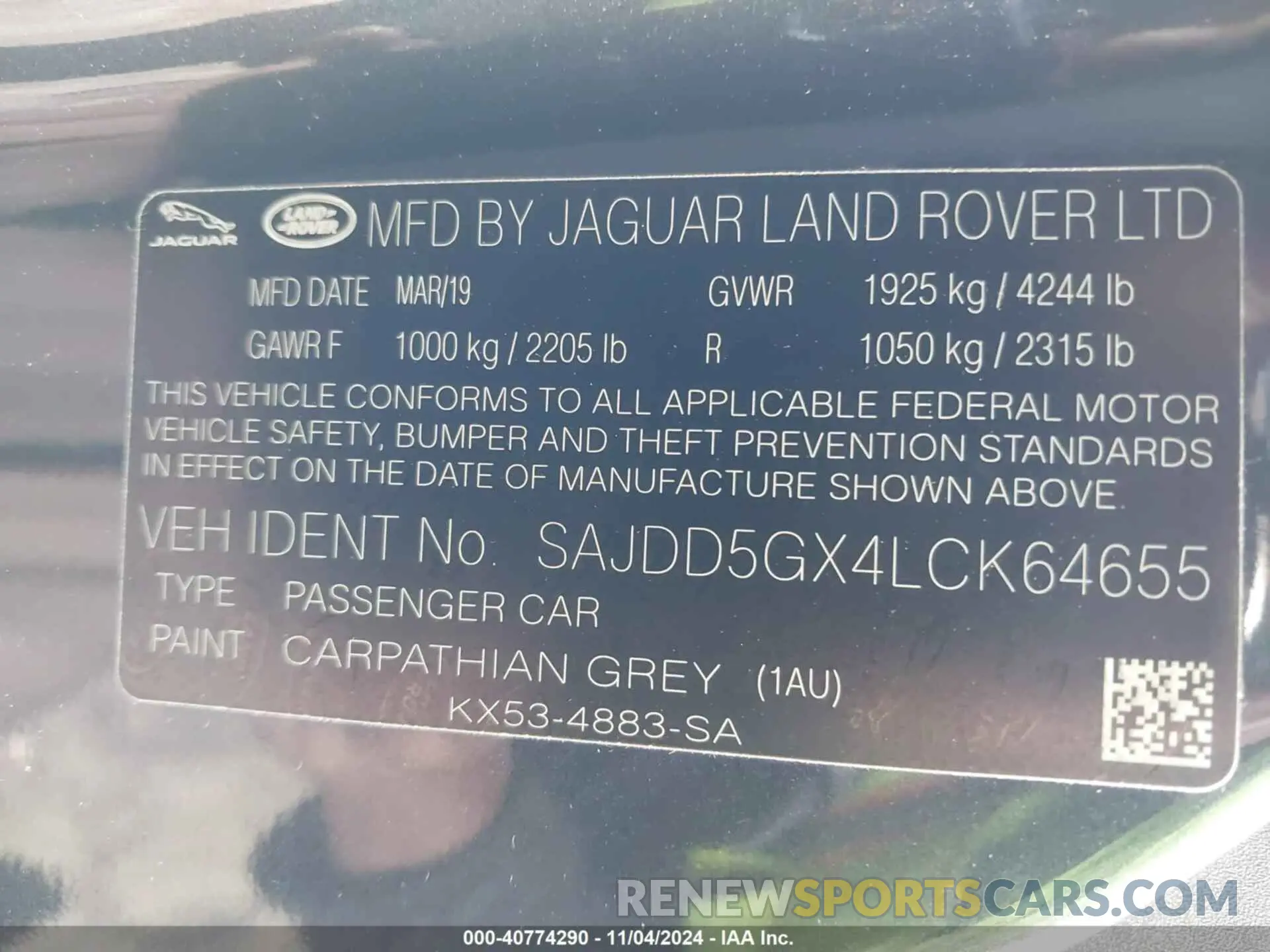9 fotografías del automóvil dañado SAJDD5GX4LCK64655 JAGUAR F-TYPE 2020