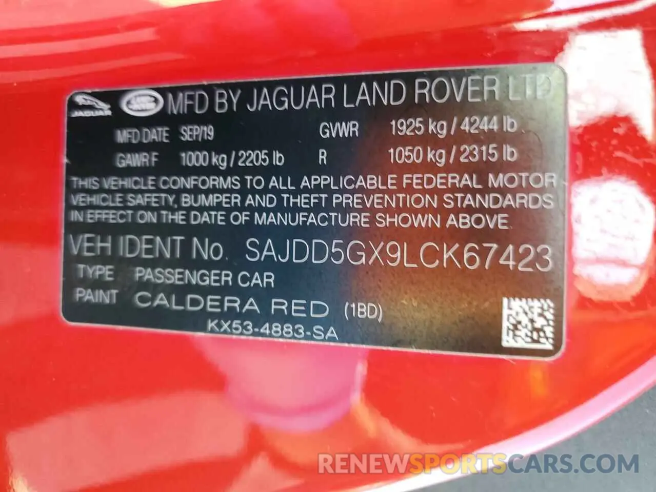 13 fotografías del automóvil dañado SAJDD5GX9LCK67423 JAGUAR F-TYPE 2020