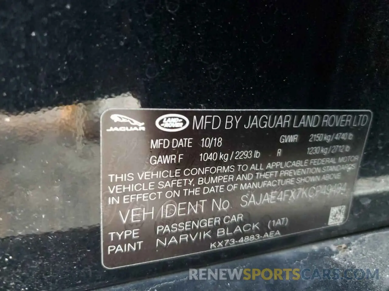 13 fotografías del automóvil dañado SAJAE4FX7KCP49494 JAGUAR XE 2019