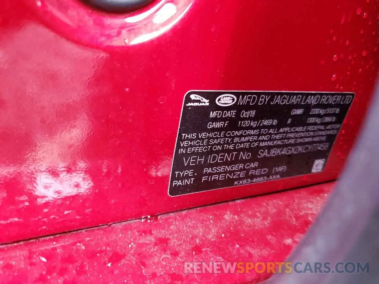 14 fotografías del automóvil dañado SAJBK4GX2KCY77458 JAGUAR XF 2019