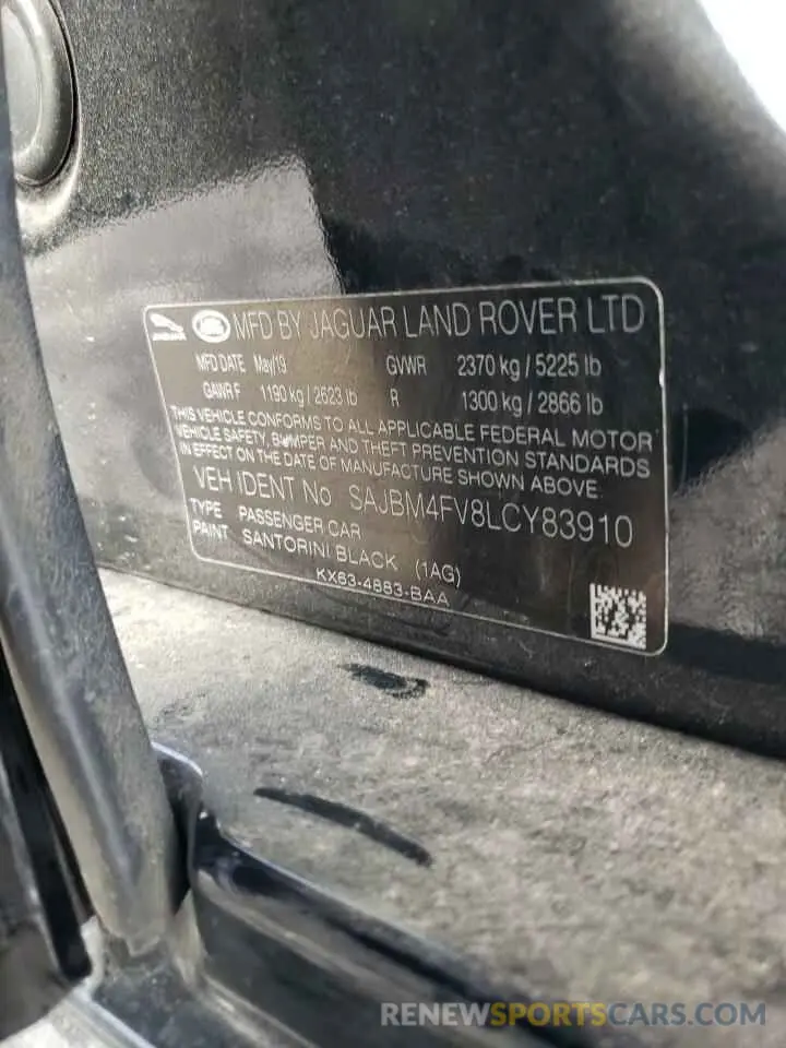 12 fotografías del automóvil dañado SAJBM4FV8LCY83910 JAGUAR XF 2020