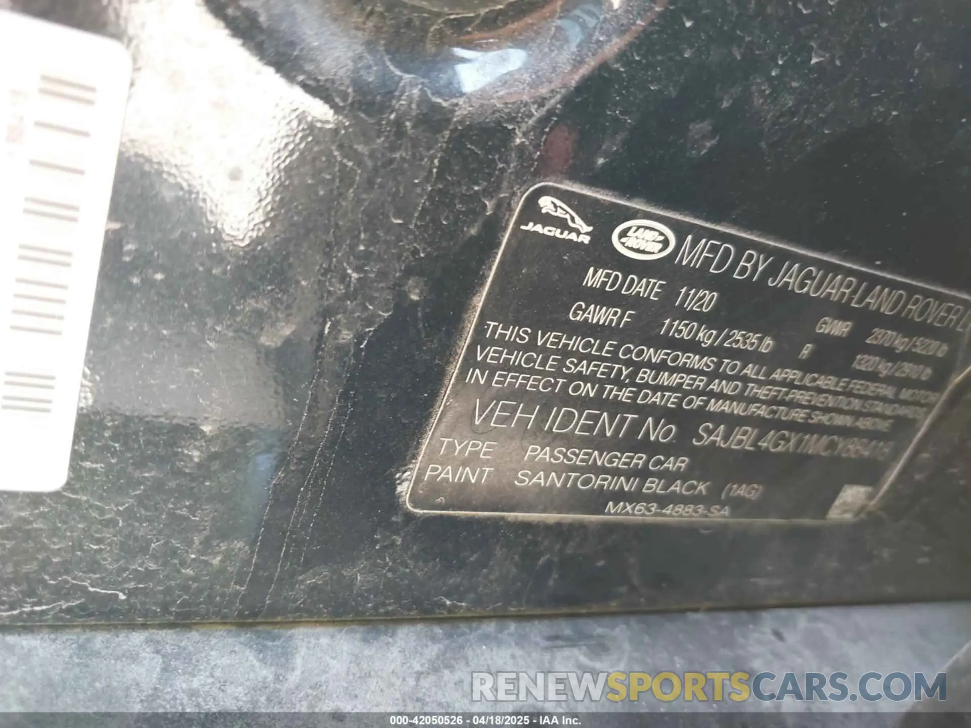 9 fotografías del automóvil dañado SAJBL4GX1MCY88418 JAGUAR XF 2021