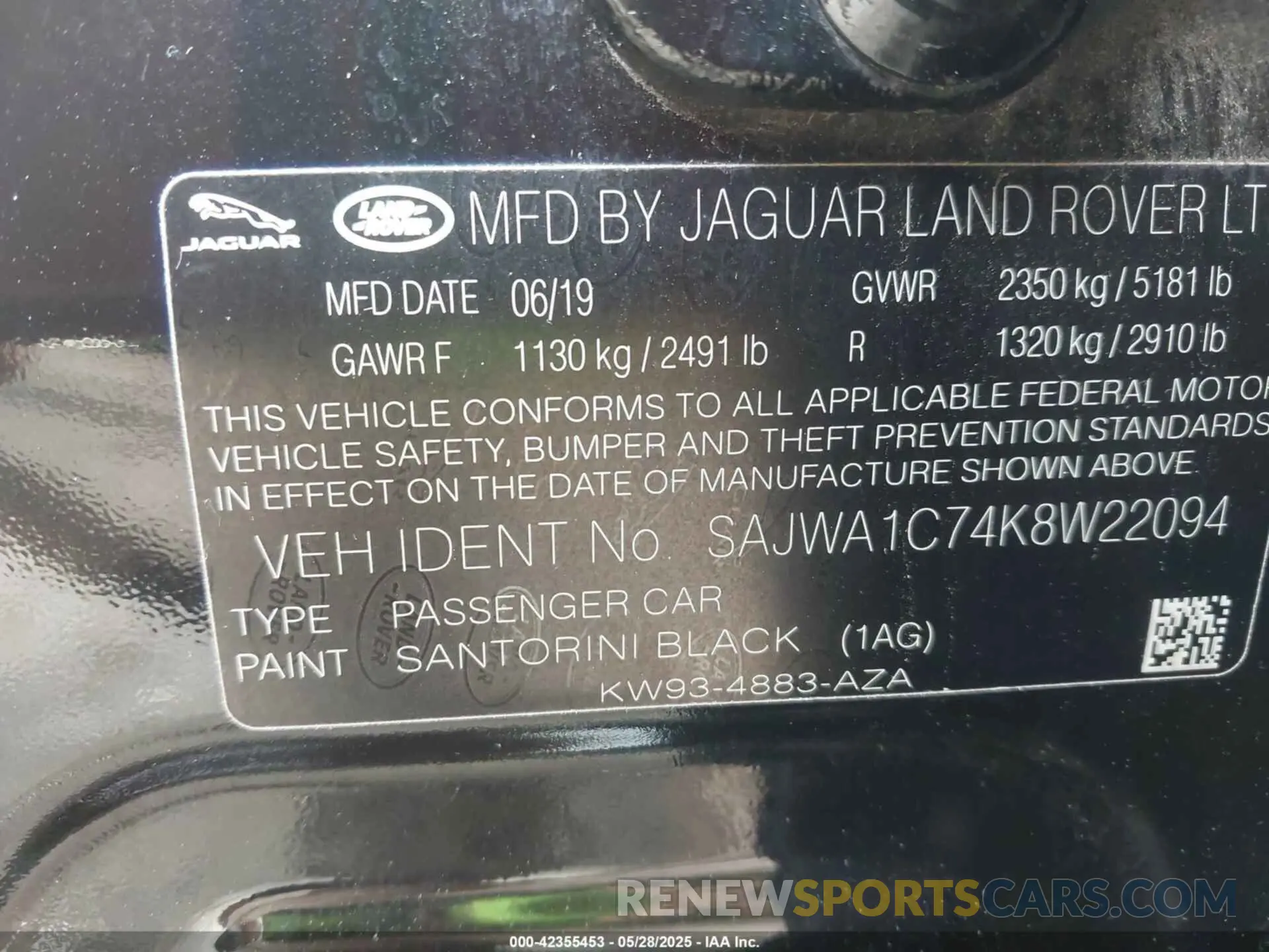 9 fotografías del automóvil dañado SAJWA1C74K8W22094 JAGUAR XJ 2019