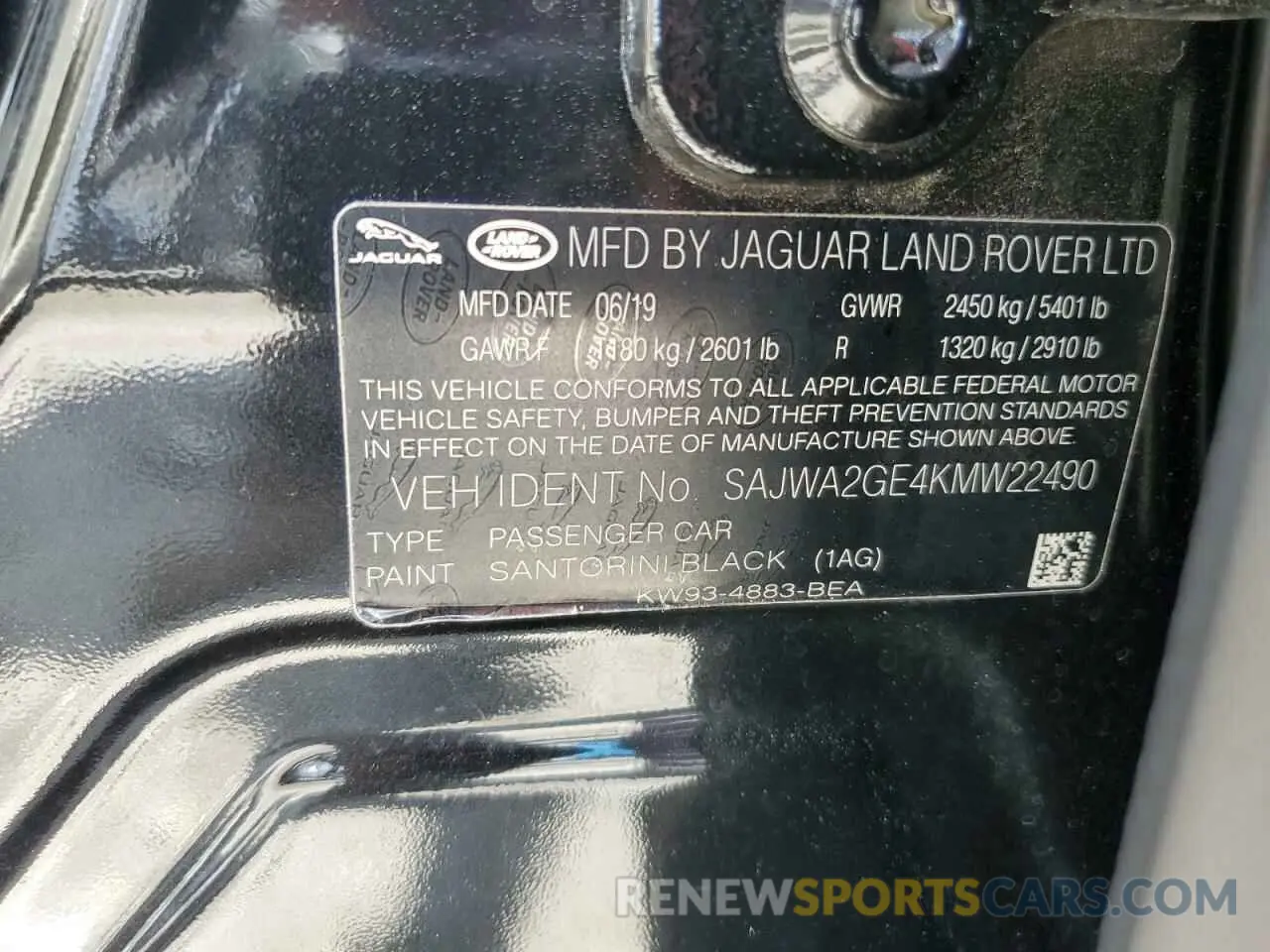 12 fotografías del automóvil dañado SAJWA2GE4KMW22490 JAGUAR XJ 2019