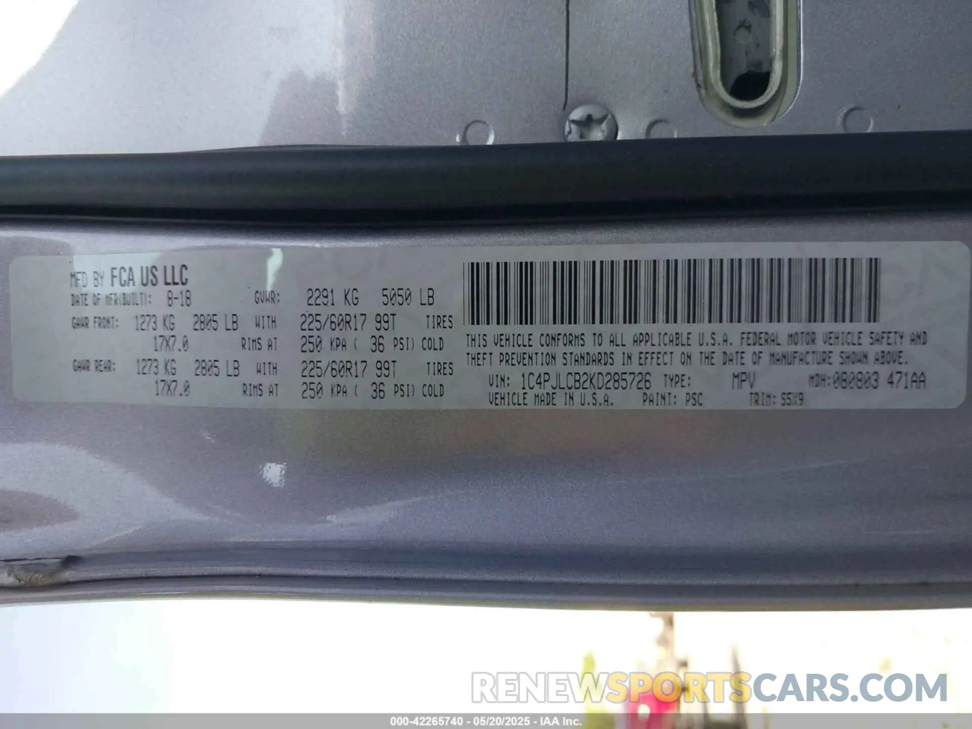 9 fotografías del automóvil dañado 1C4PJLCB2KD285726 JEEP CHEROKEE 2019