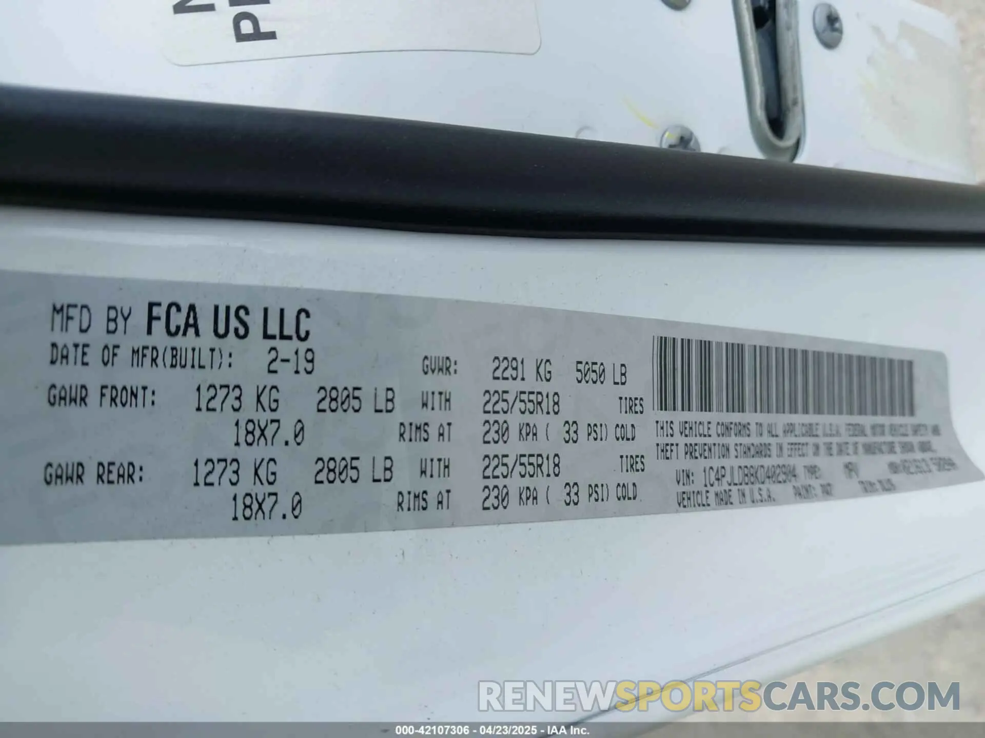9 fotografías del automóvil dañado 1C4PJLDB8KD402904 JEEP CHEROKEE 2019