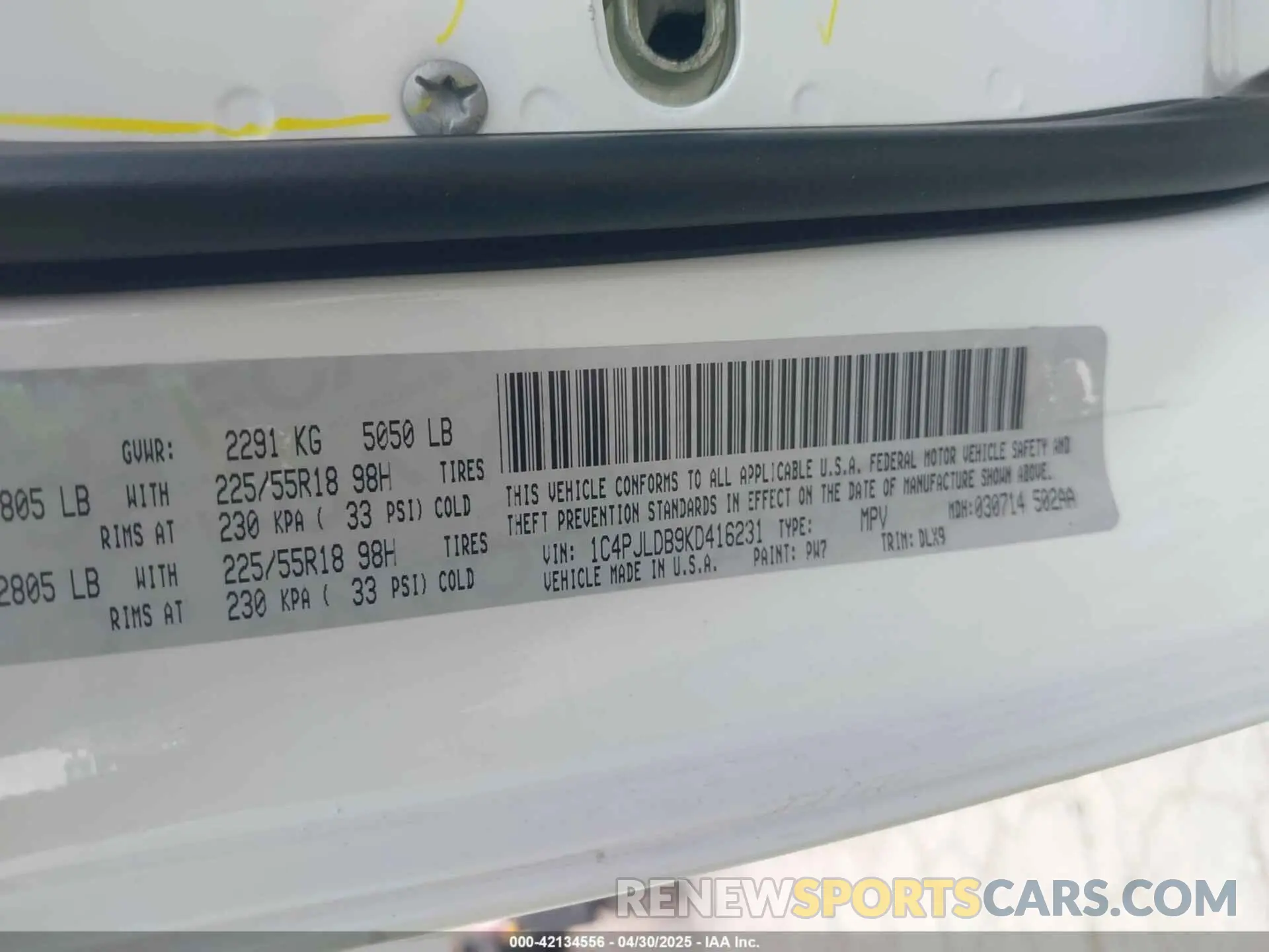 9 fotografías del automóvil dañado 1C4PJLDB9KD416231 JEEP CHEROKEE 2019