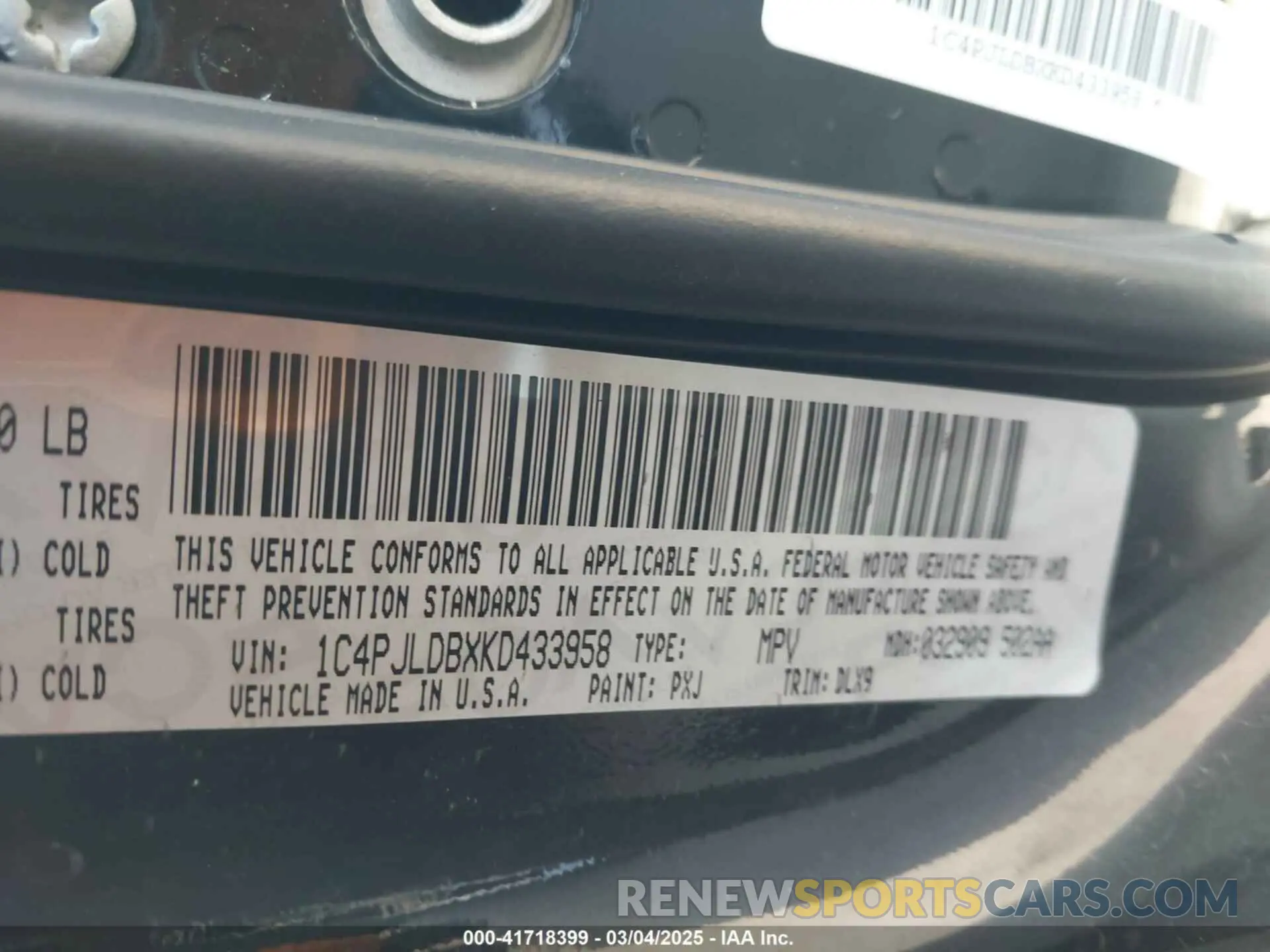 9 fotografías del automóvil dañado 1C4PJLDBXKD433958 JEEP CHEROKEE 2019