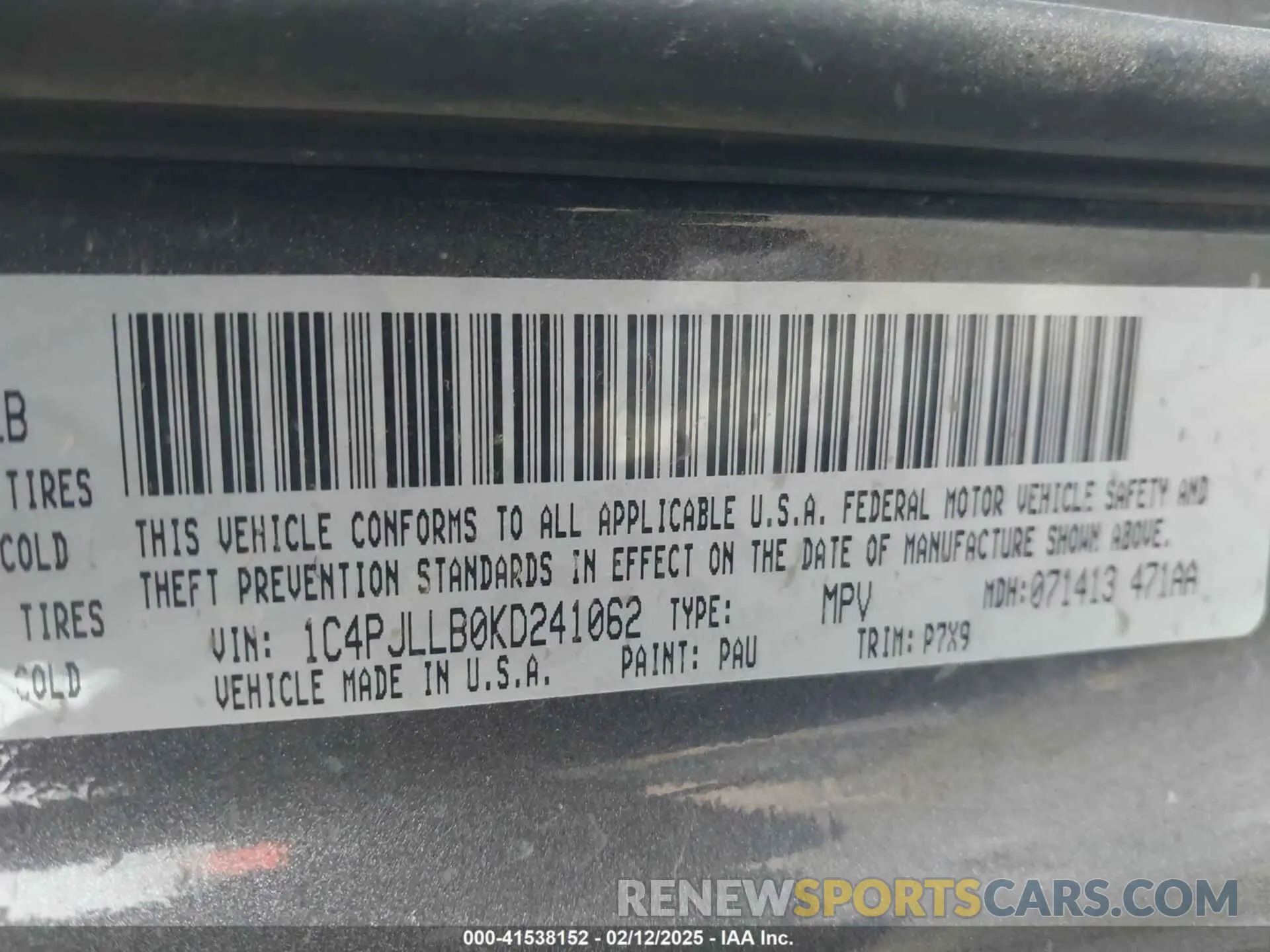 9 fotografías del automóvil dañado 1C4PJLLB0KD241062 JEEP CHEROKEE 2019