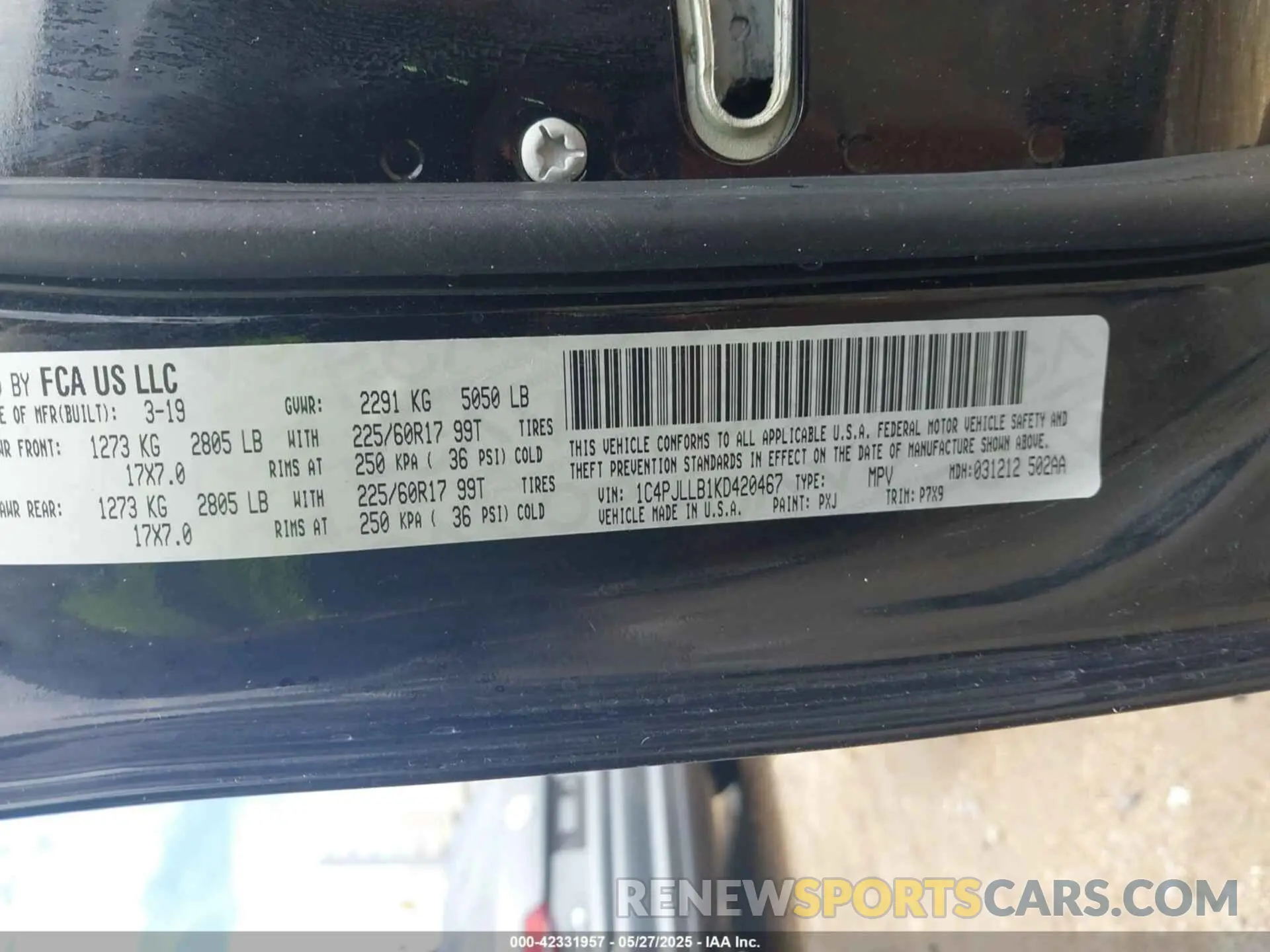 9 fotografías del automóvil dañado 1C4PJLLB1KD420467 JEEP CHEROKEE 2019