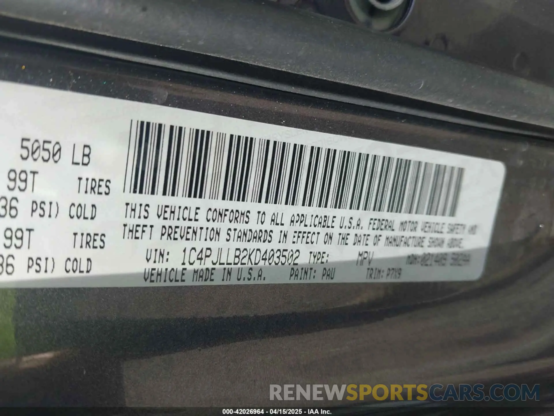 9 fotografías del automóvil dañado 1C4PJLLB2KD403502 JEEP CHEROKEE 2019