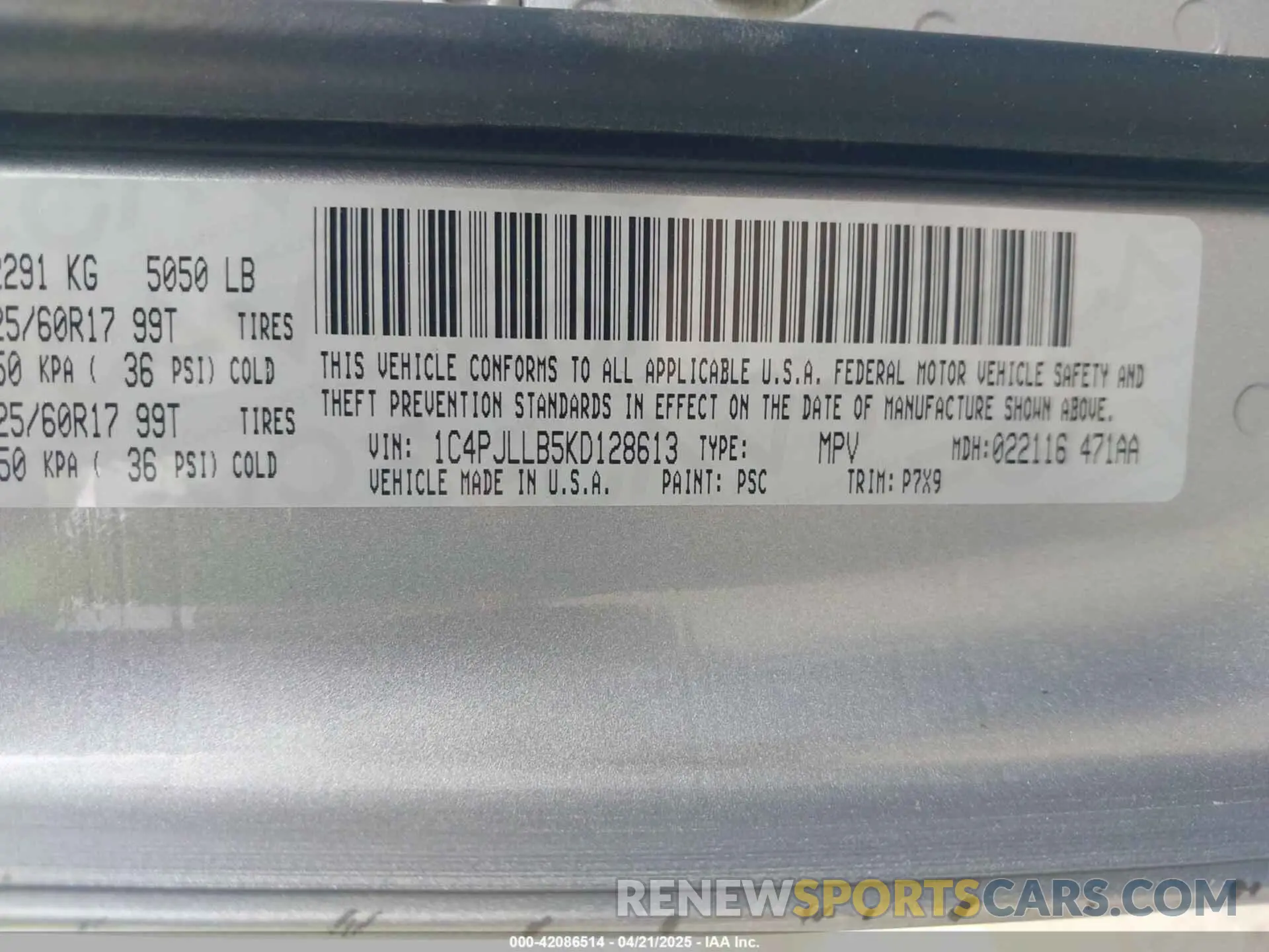 9 fotografías del automóvil dañado 1C4PJLLB5KD128613 JEEP CHEROKEE 2019