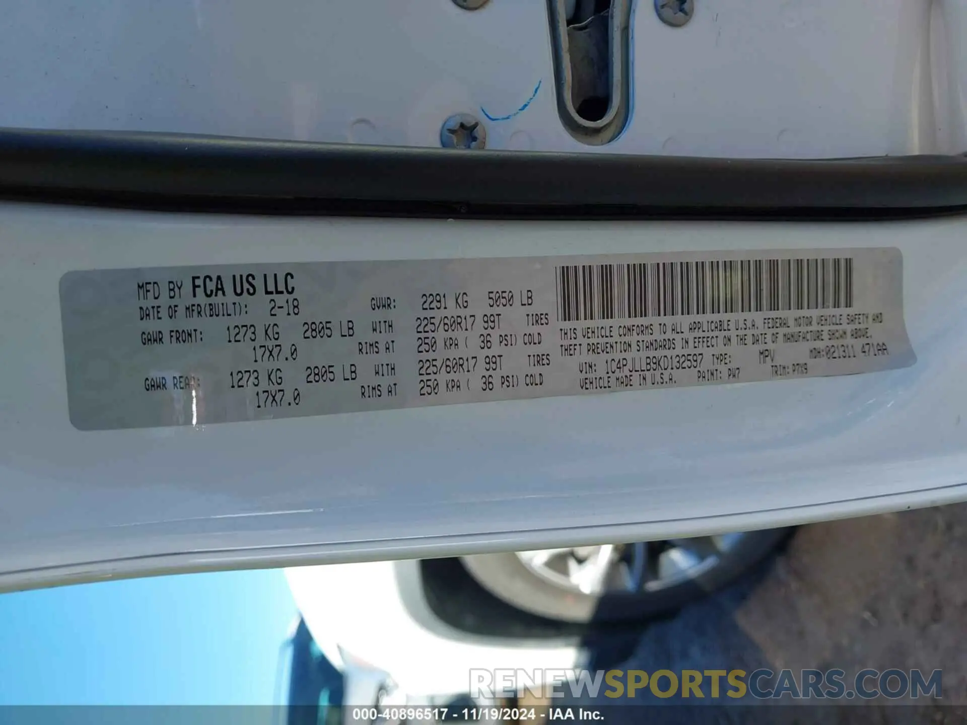 9 fotografías del automóvil dañado 1C4PJLLB9KD132597 JEEP CHEROKEE 2019