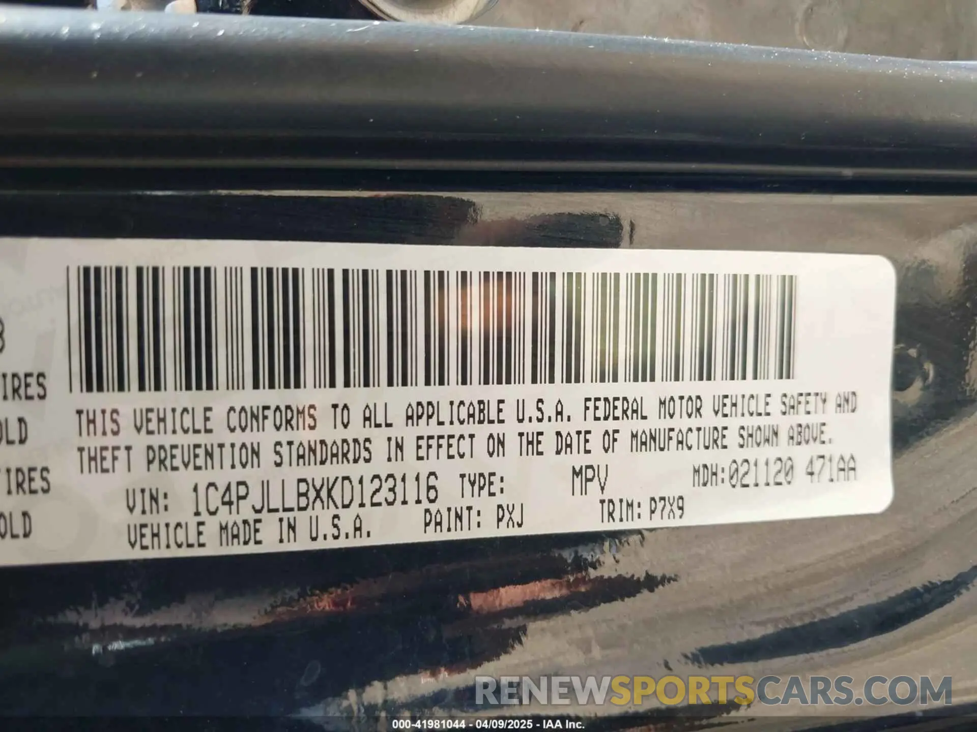 9 fotografías del automóvil dañado 1C4PJLLBXKD123116 JEEP CHEROKEE 2019